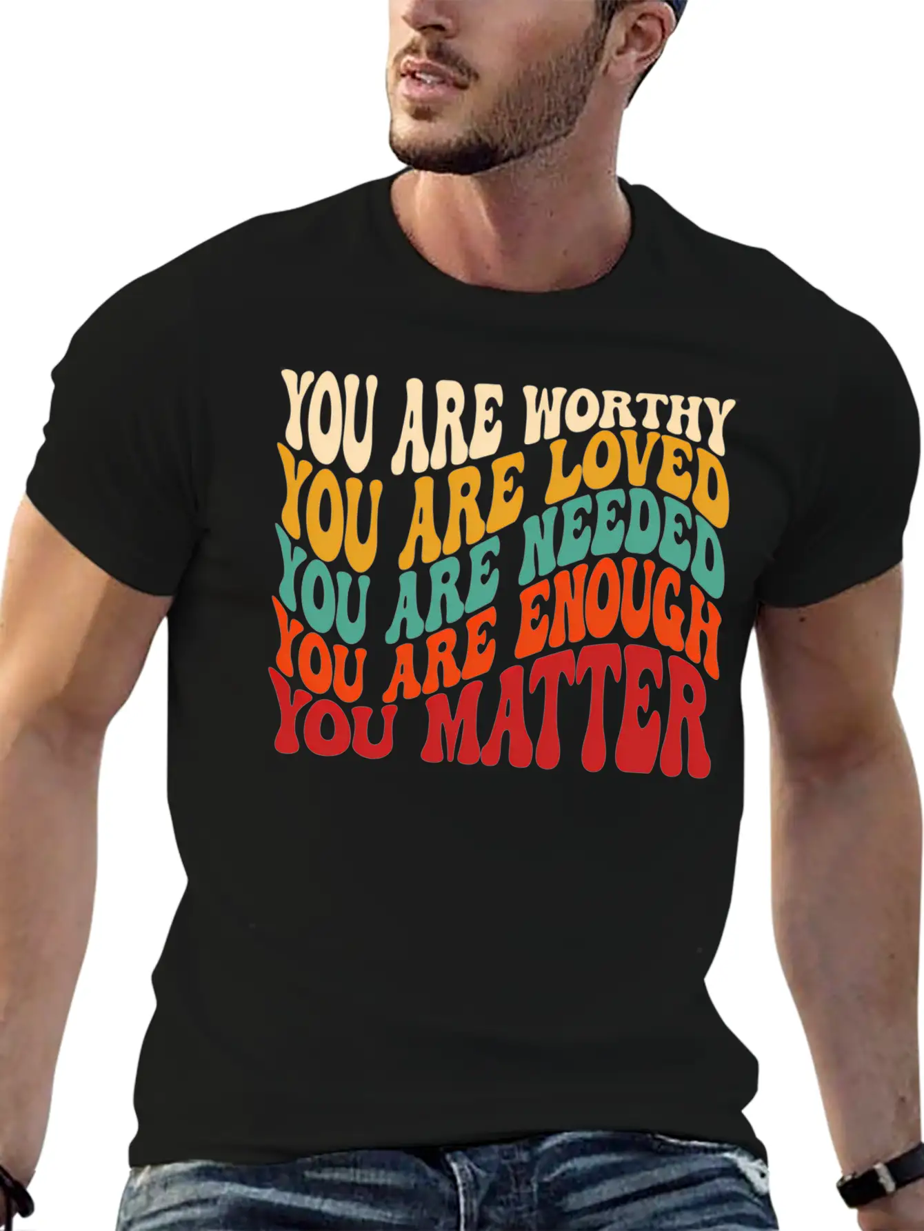 You Matter Kindness Be Kind Groovy Tal Health Awar Stylish Everyday T-Shirt – Unisex Basic Cotton Tee