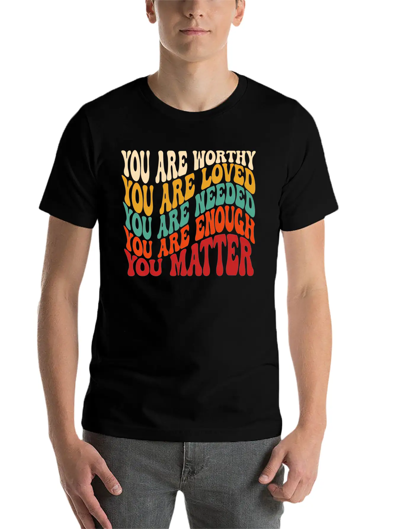 You Matter Kindness Be Kind Groovy Tal Health Awar Stylish Everyday T-Shirt – Unisex Basic Cotton Tee