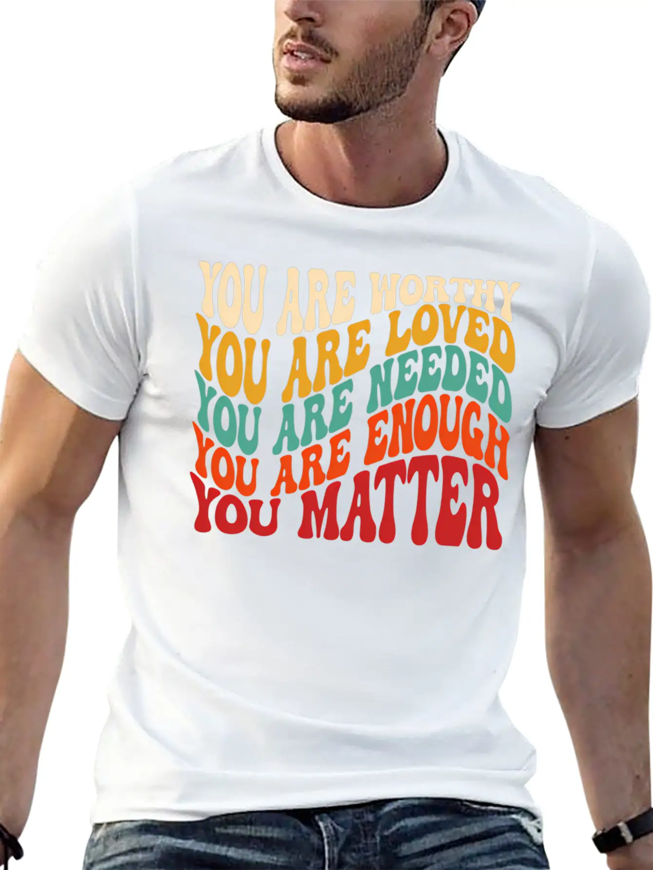 You Matter Kindness Be Kind Groovy Tal Health Awar Stylish Everyday T-Shirt – Unisex Basic Cotton Tee