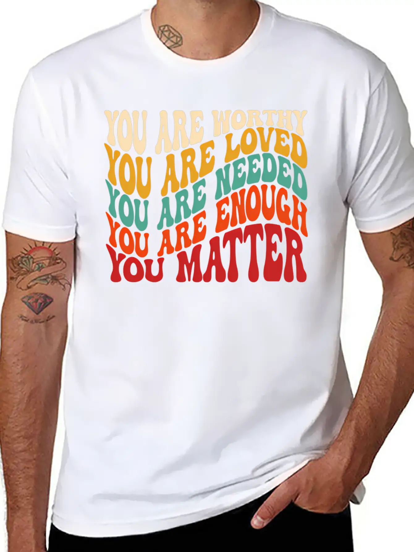 You Matter Kindness Be Kind Groovy Tal Health Awar Stylish Everyday T-Shirt – Unisex Basic Cotton Tee