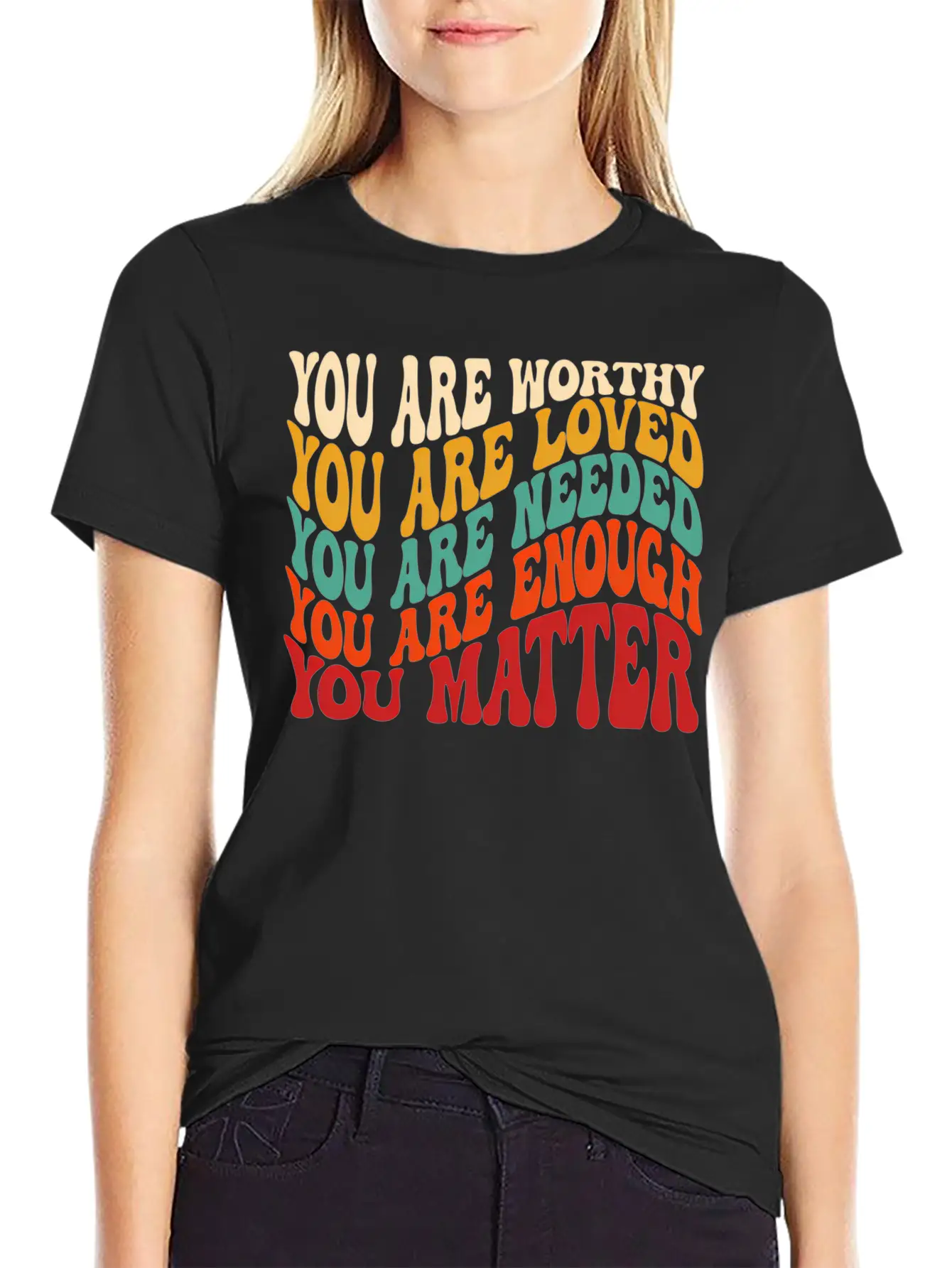 You Matter Kindness Be Kind Groovy Tal Health Awar Stylish Everyday T-Shirt – Unisex Basic Cotton Tee