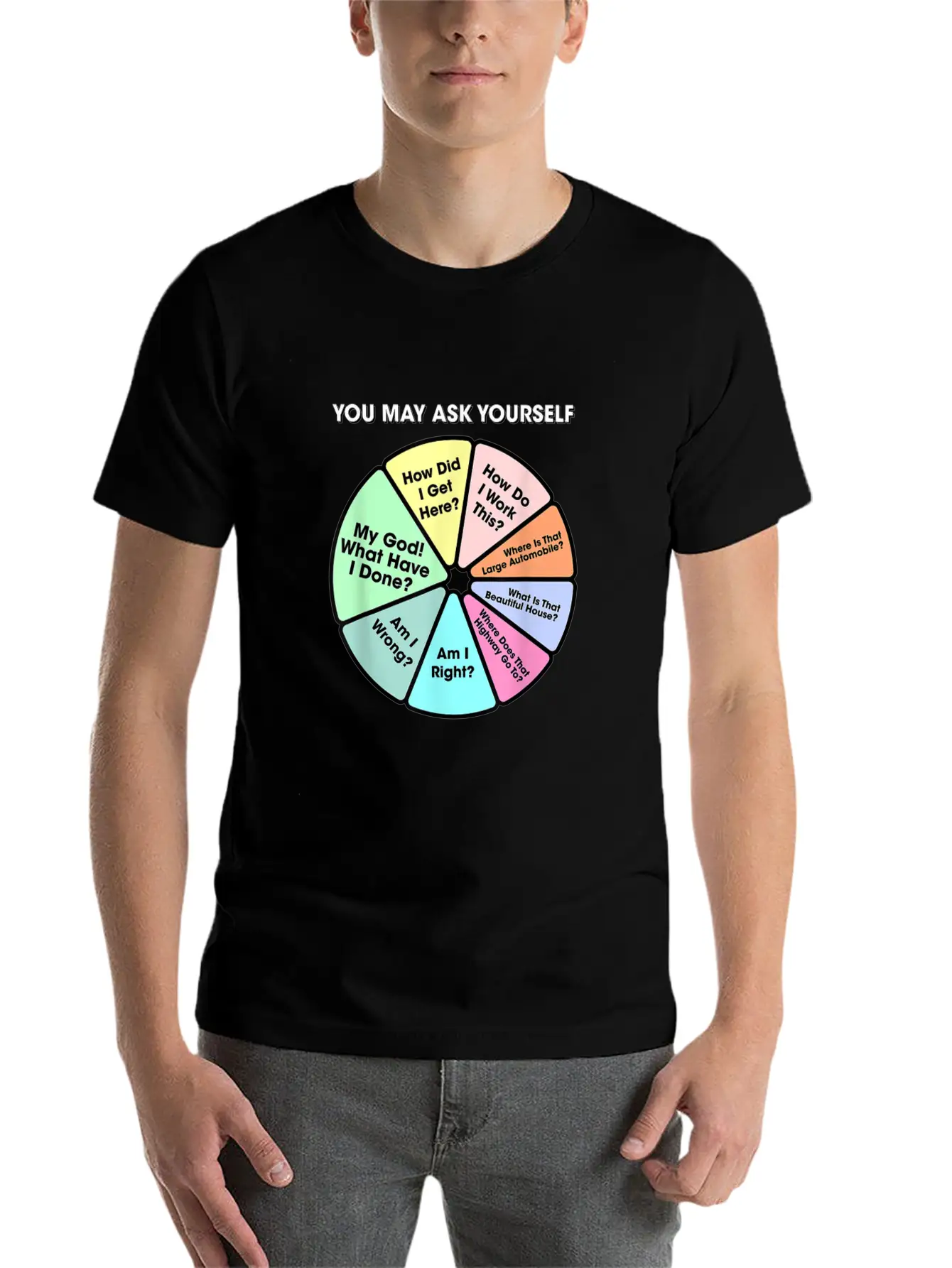 You May Ask Yourself 80s Music Retro Lyrics 11135 Unisex Short Sleeve Soft Cotton T-Shirt – Casual Everyday Wear
