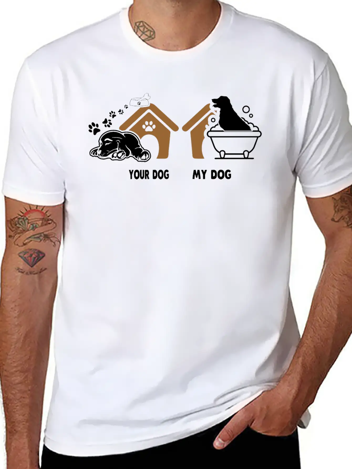 Your Dog My Dog Bath Dog Funny Tshirt Essential Unisex Summer Tee – Soft Cotton Casual Fit