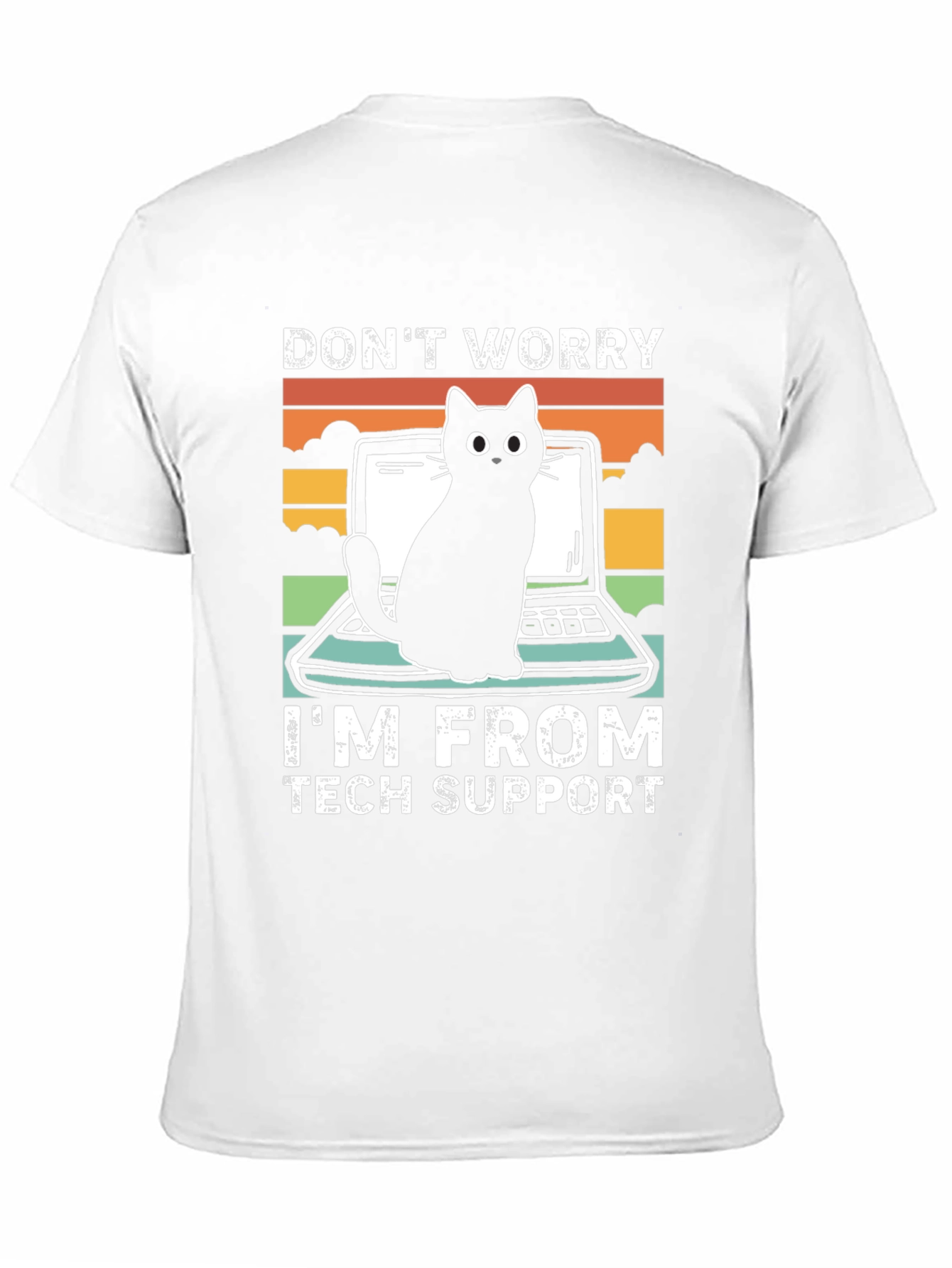 Tech Support Cat Graphic T-Shirt - Black