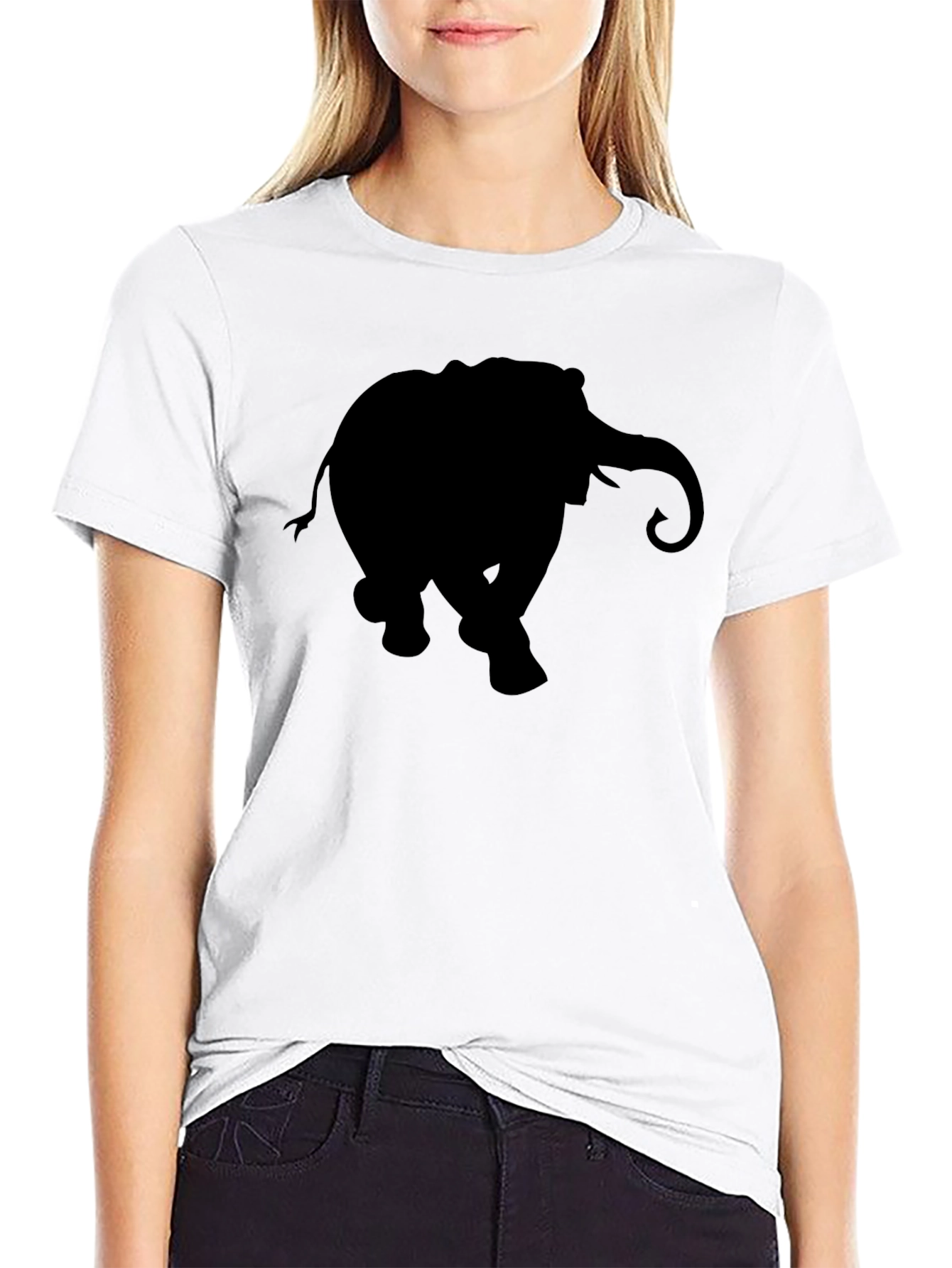 Elephant Silhouette Graphic Tee - Classic Black