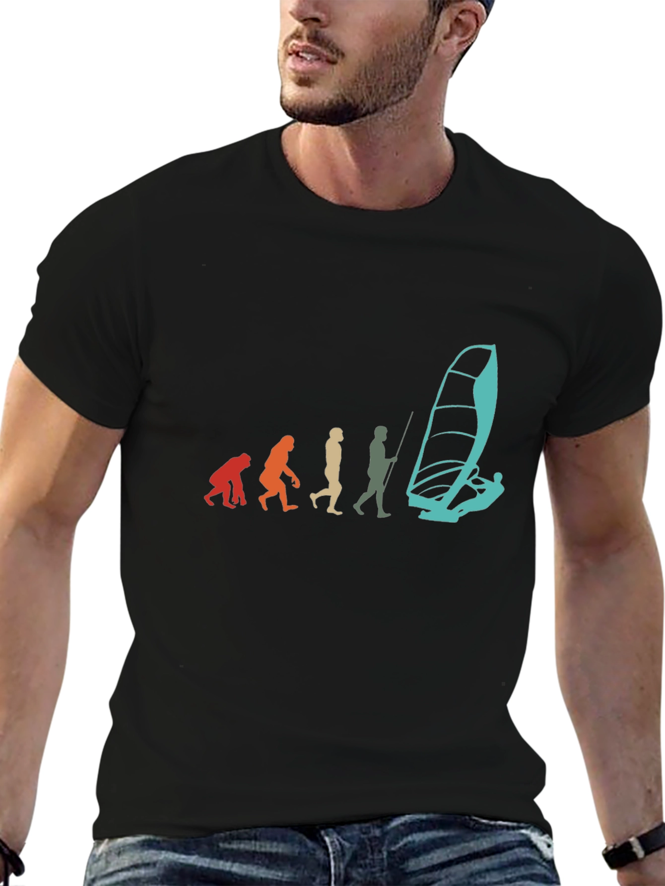 Evolution of Windsurfing Black T-Shirt