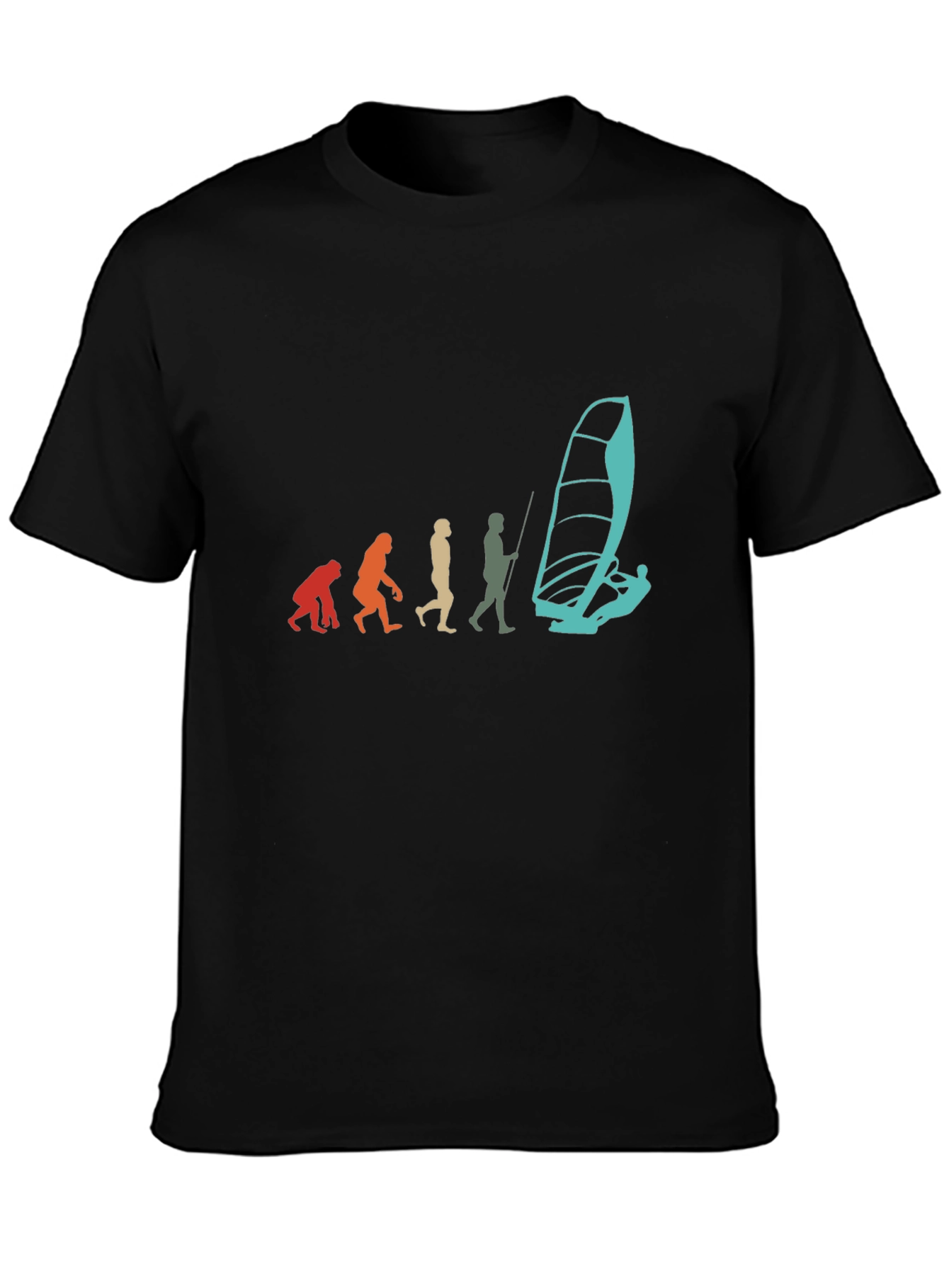 Evolution of Windsurfing Black T-Shirt