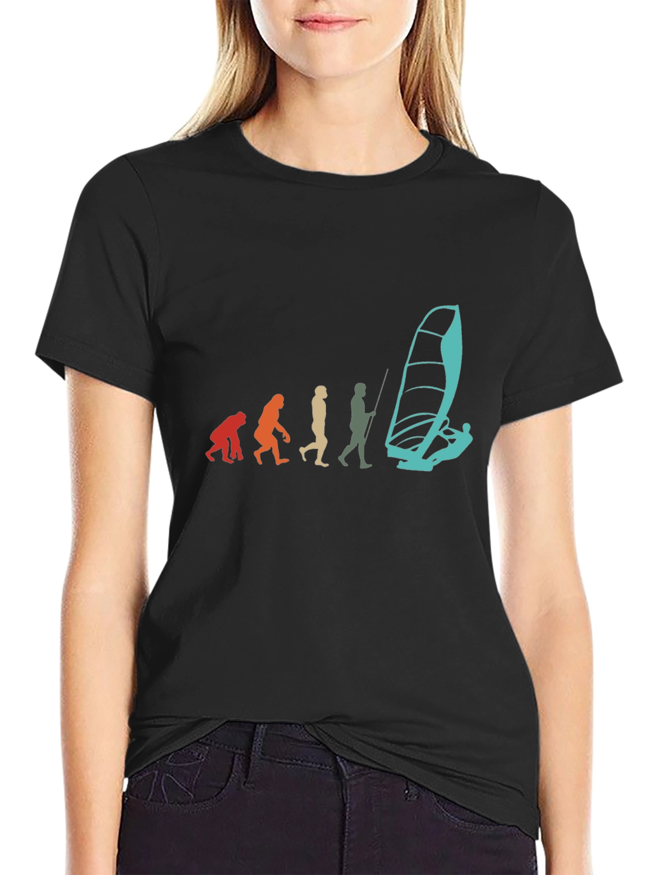 Evolution of Windsurfing Black T-Shirt