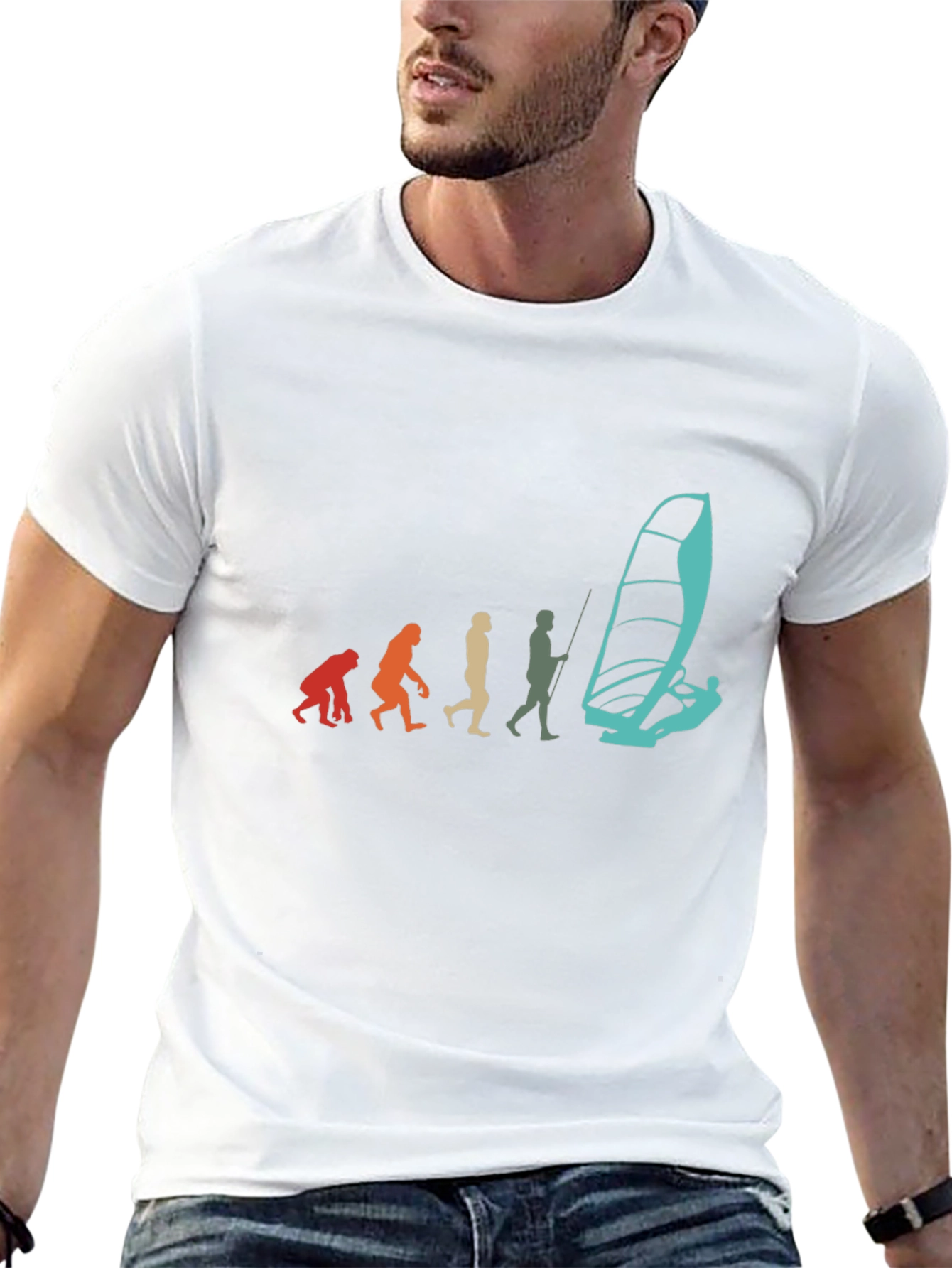 Evolution of Windsurfing Black T-Shirt