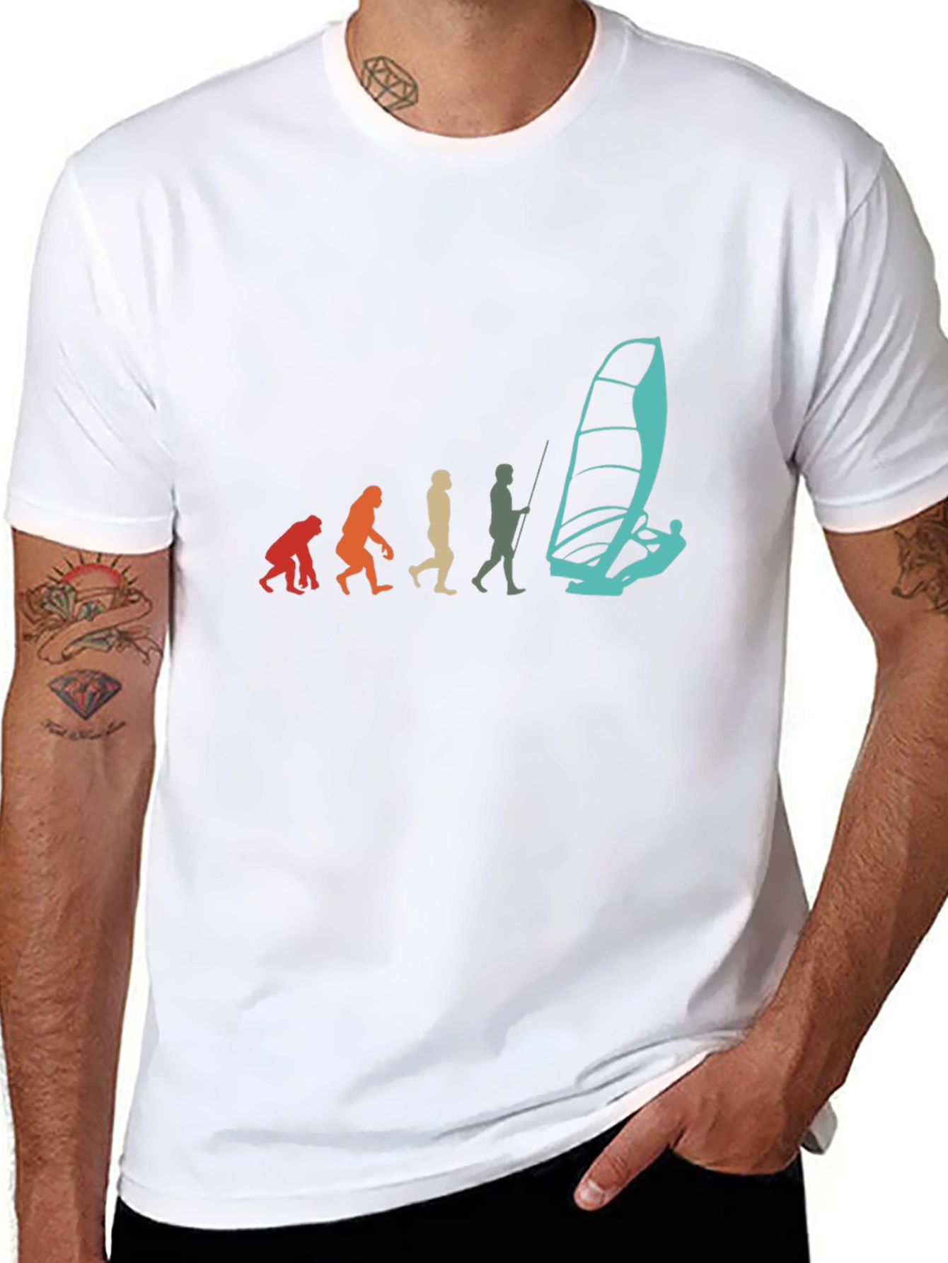 Evolution of Windsurfing Black T-Shirt