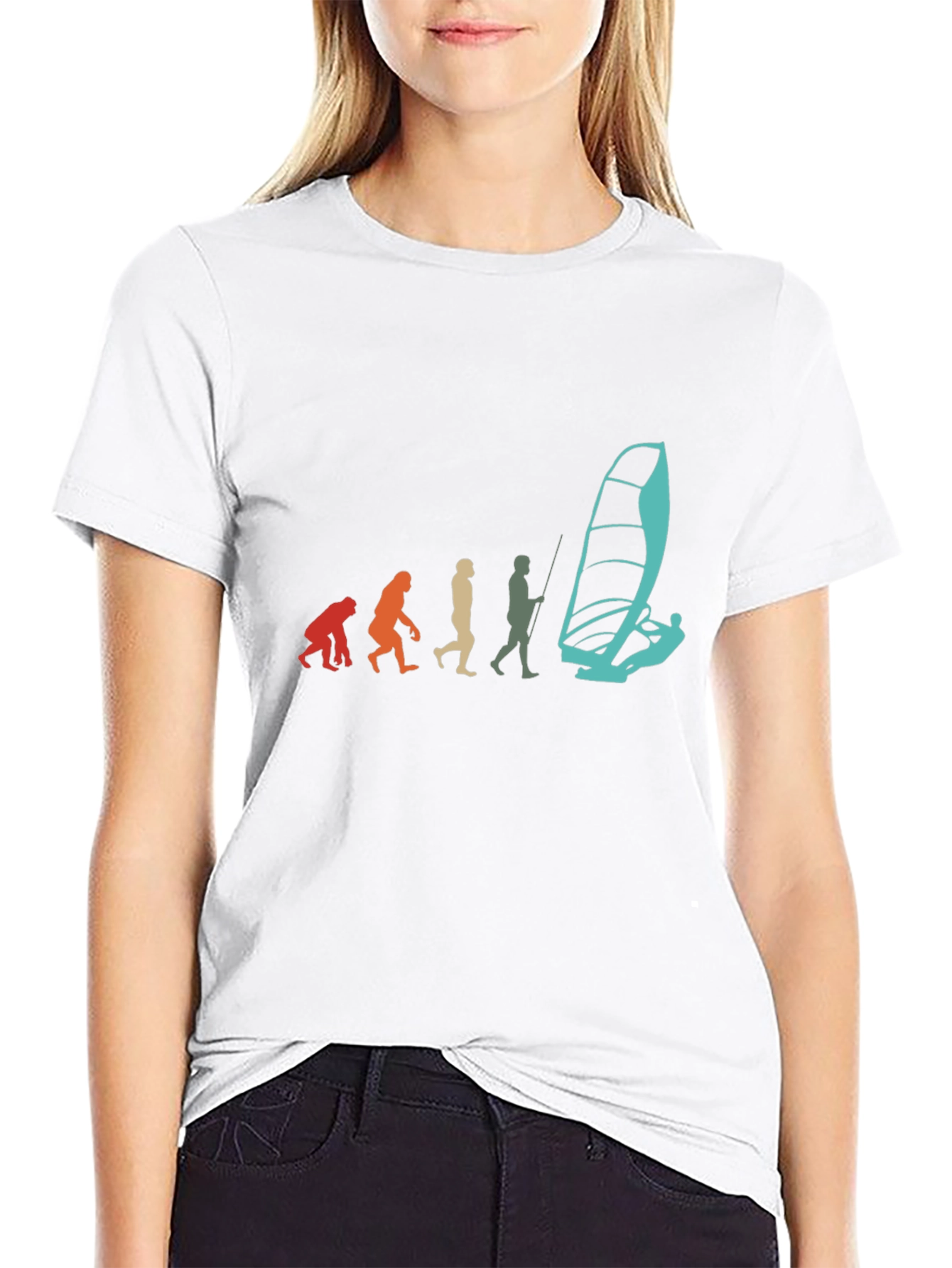 Evolution of Windsurfing Black T-Shirt