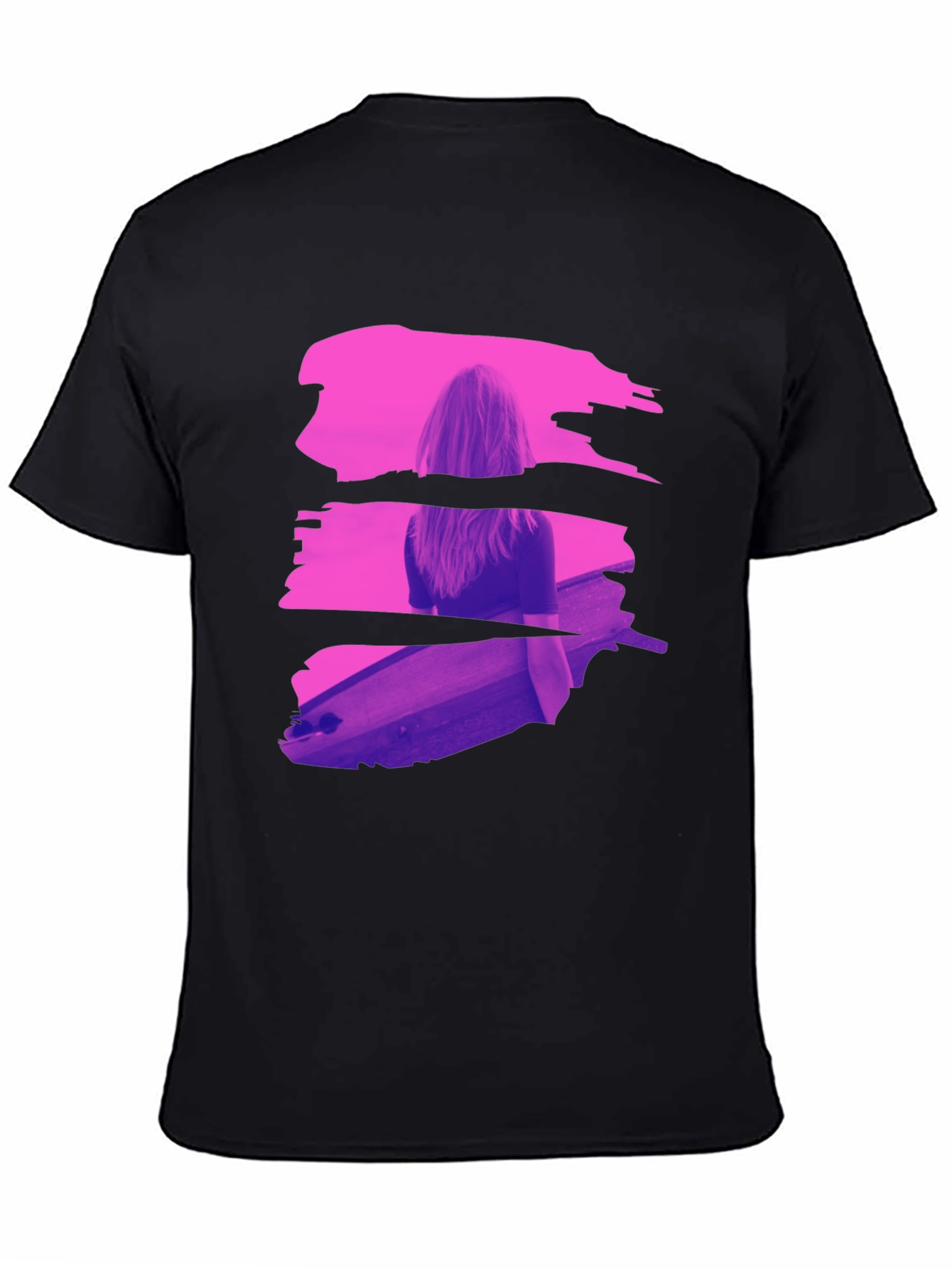 Abstract Brushstroke Graphic Black T-Shirt
