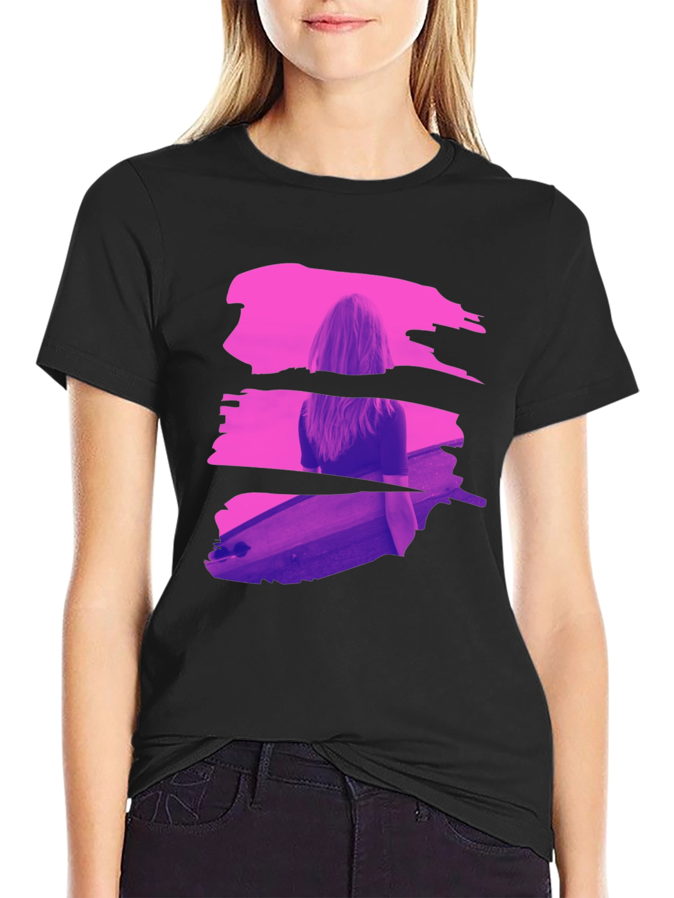 Abstract Brushstroke Graphic Black T-Shirt