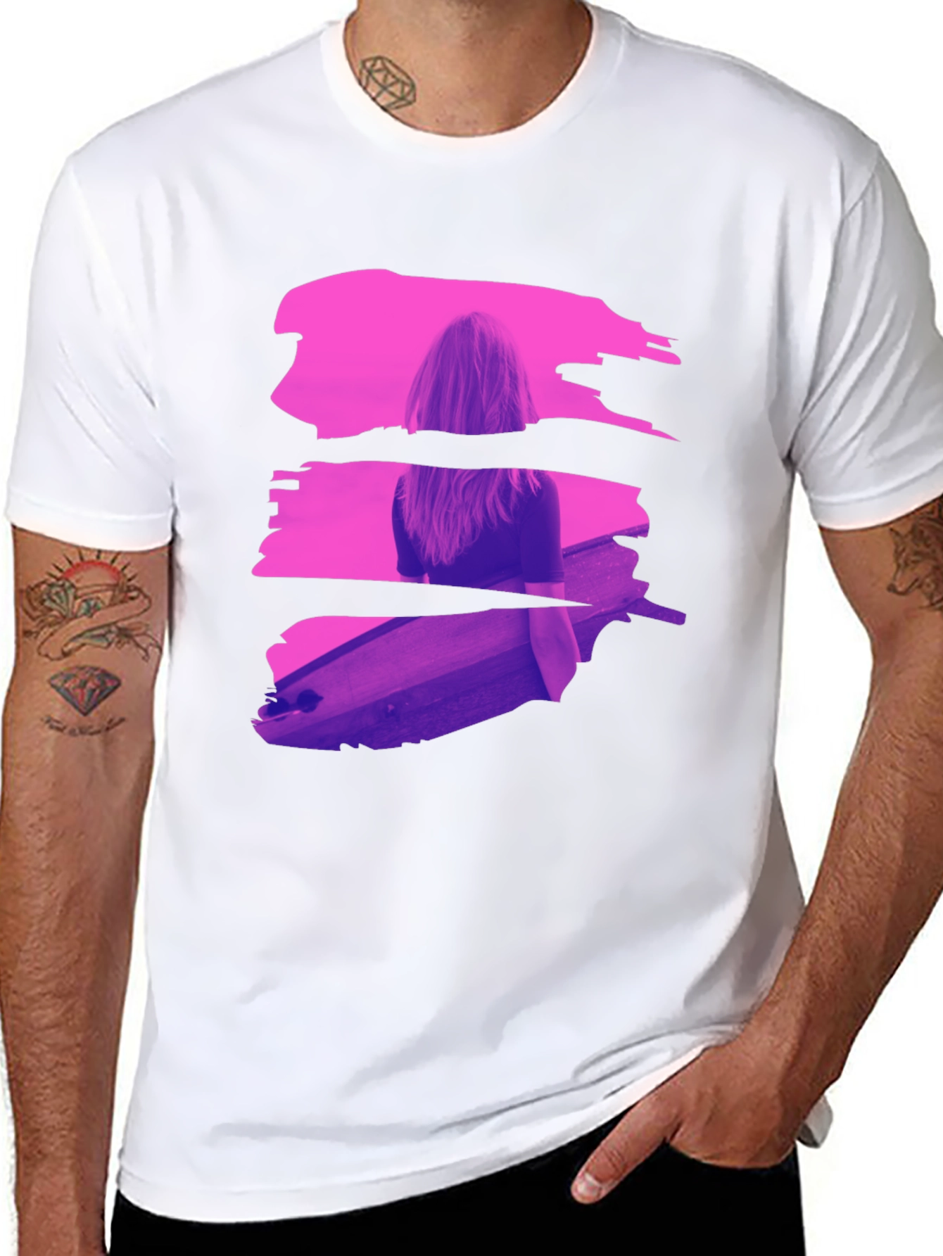 Abstract Brushstroke Graphic Black T-Shirt