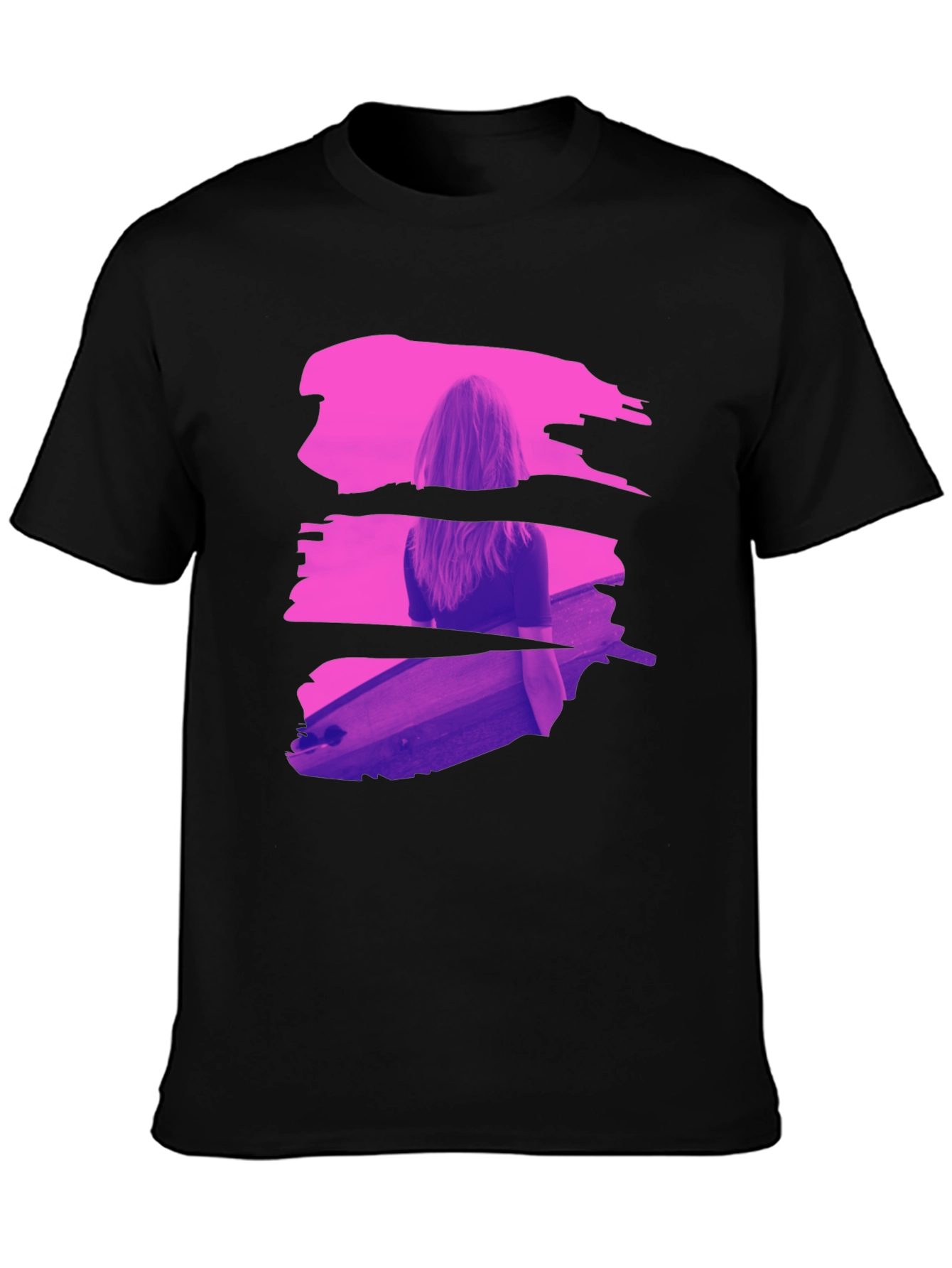 Abstract Brushstroke Graphic Black T-Shirt