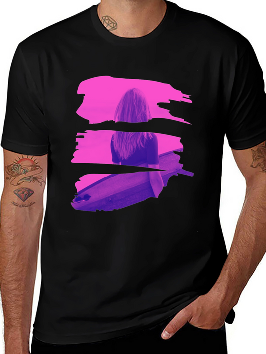 Abstract Brushstroke Graphic Black T-Shirt