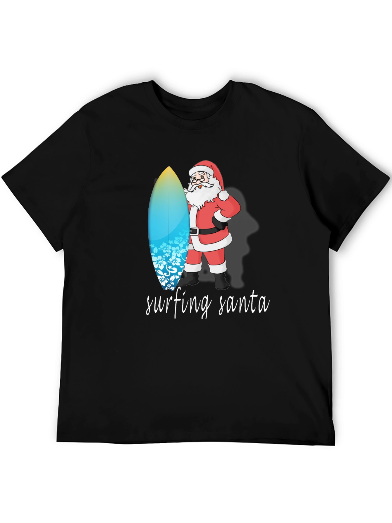 Surfing Santa Black Cotton Tee