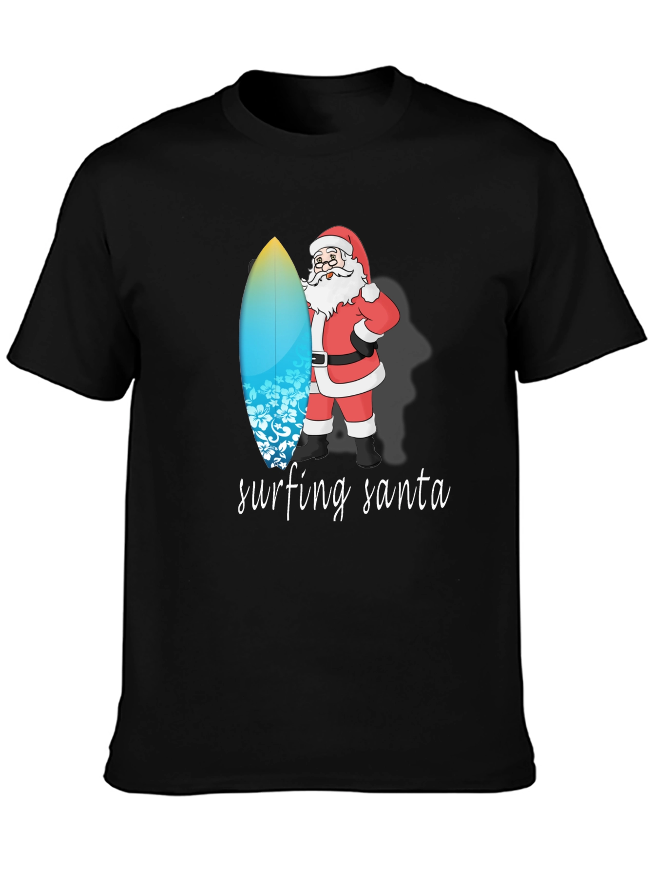 Surfing Santa Black Cotton Tee