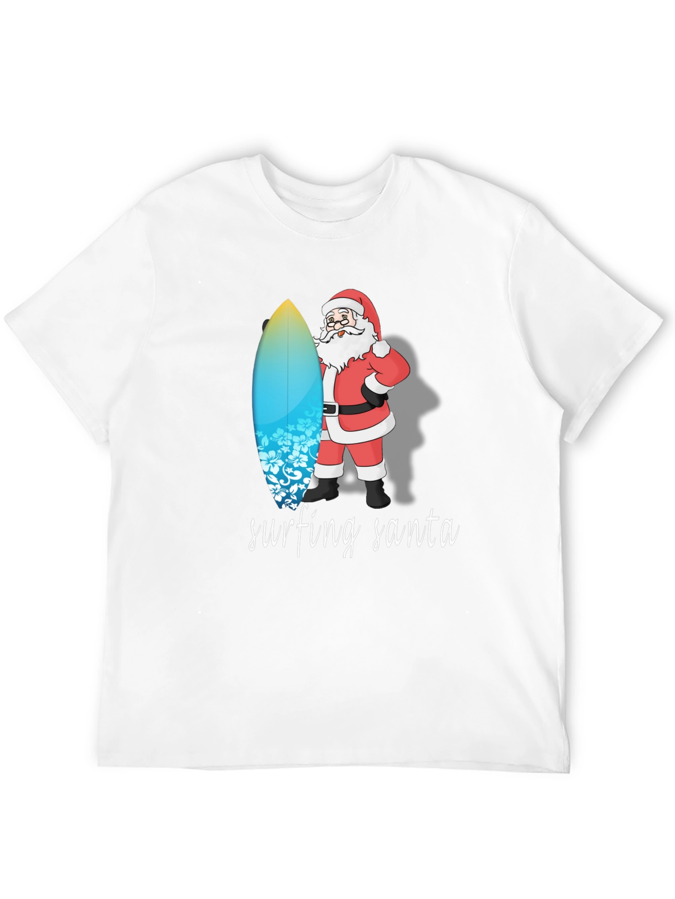 Surfing Santa Black Cotton Tee