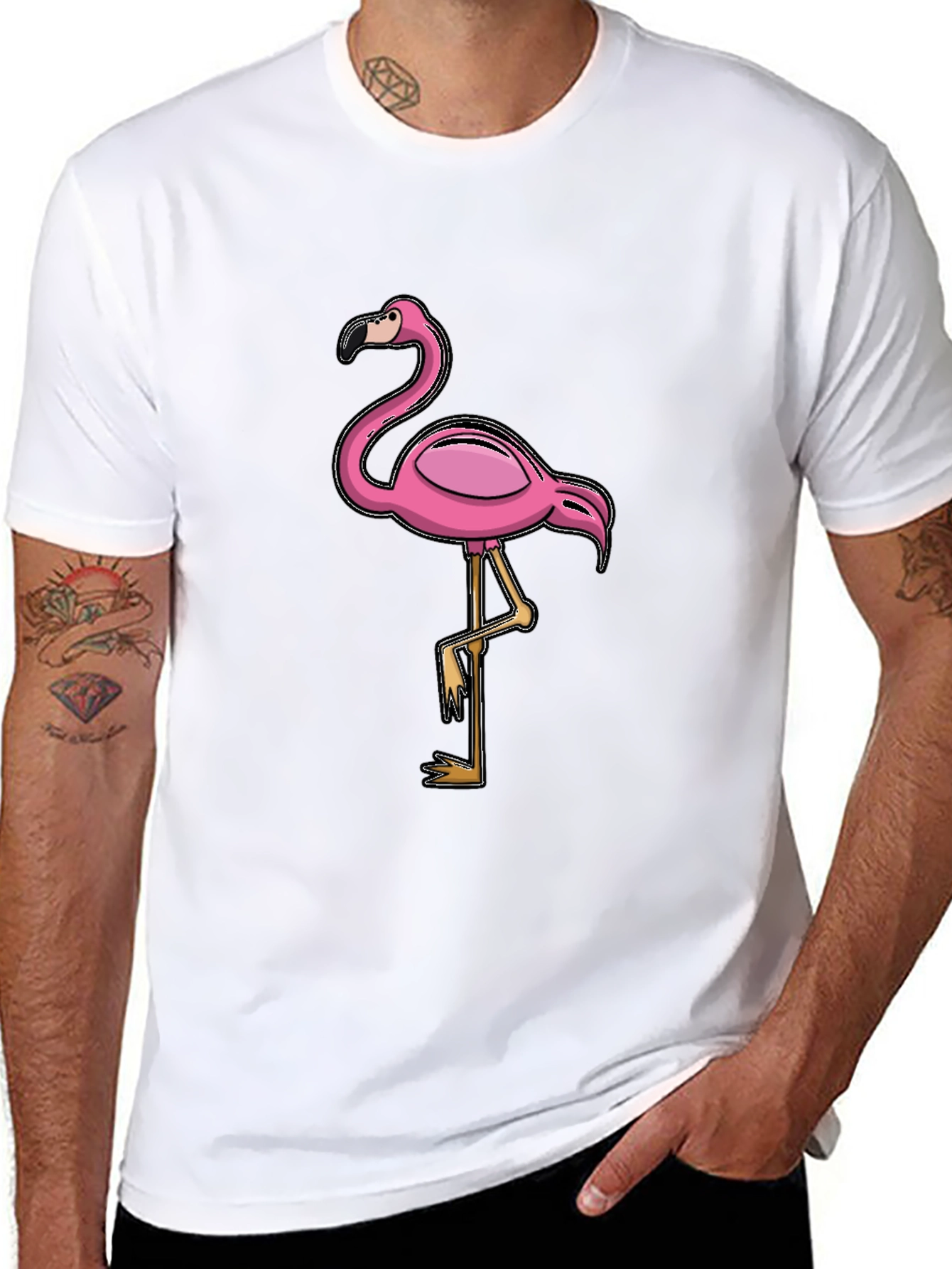 Pink Flamingo Graphic T-Shirt - Casual Cotton Tee