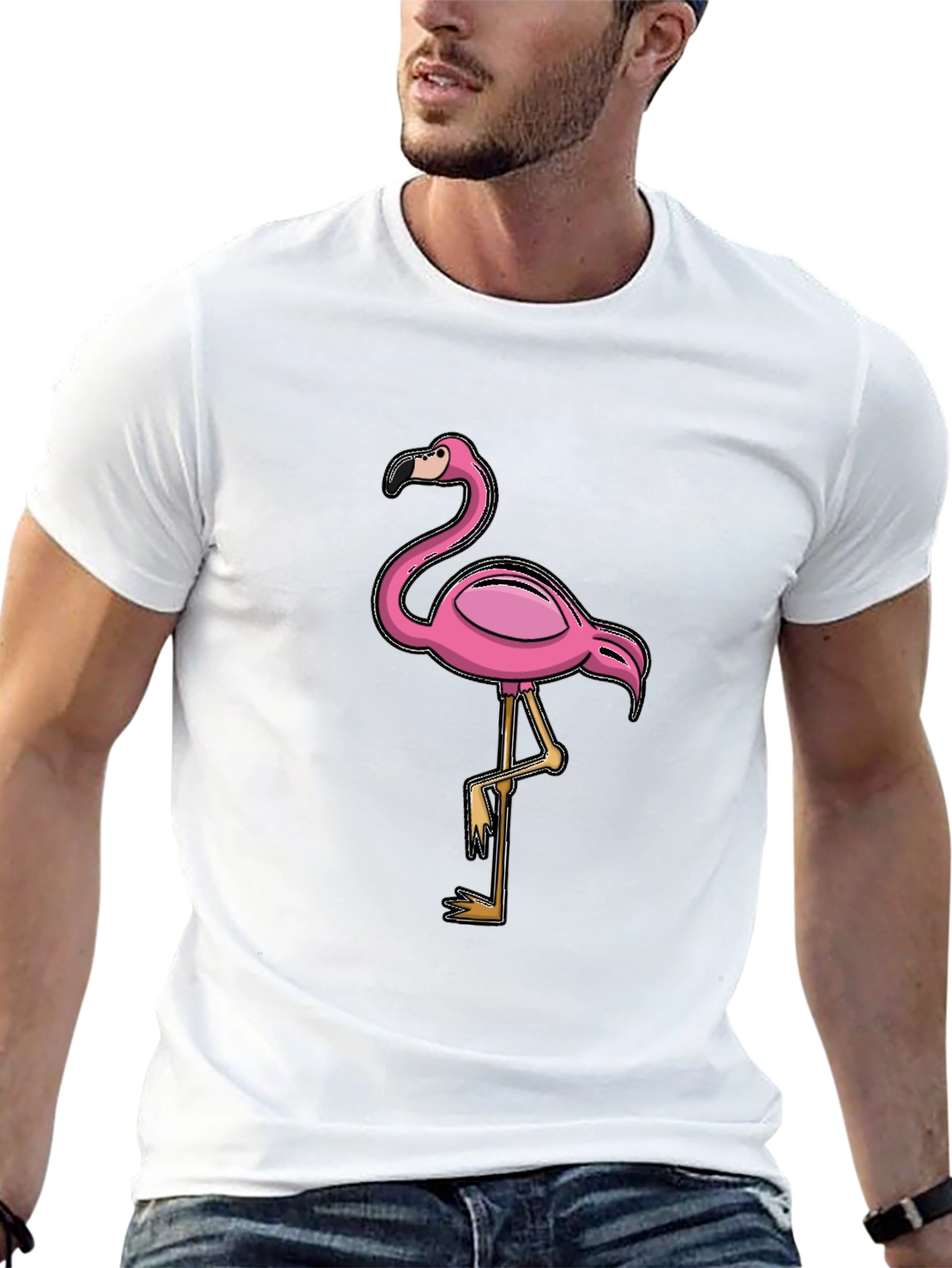 Pink Flamingo Graphic T-Shirt - Casual Cotton Tee