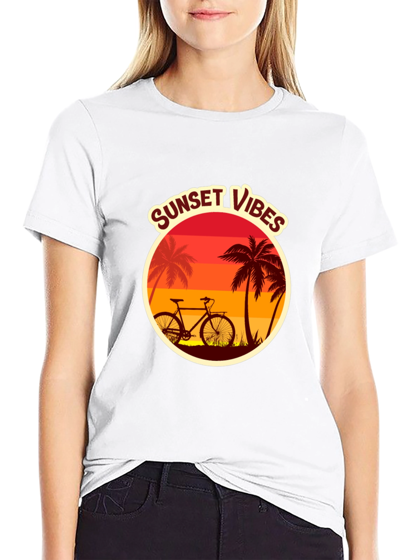 Sunset Vibes Graphic Tee - Tropical Bicycle Design