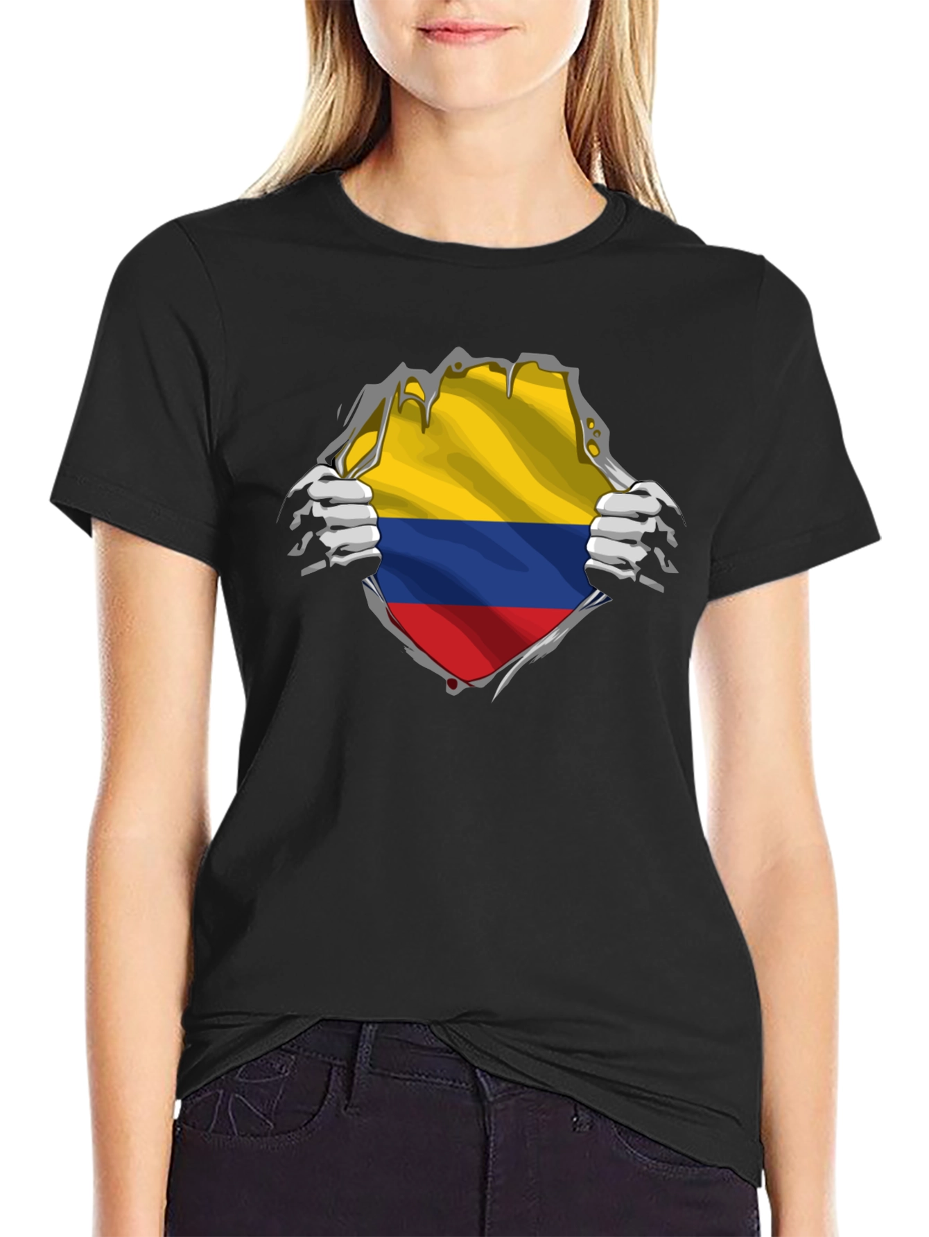 Colombia Flag Ripped T-Shirt