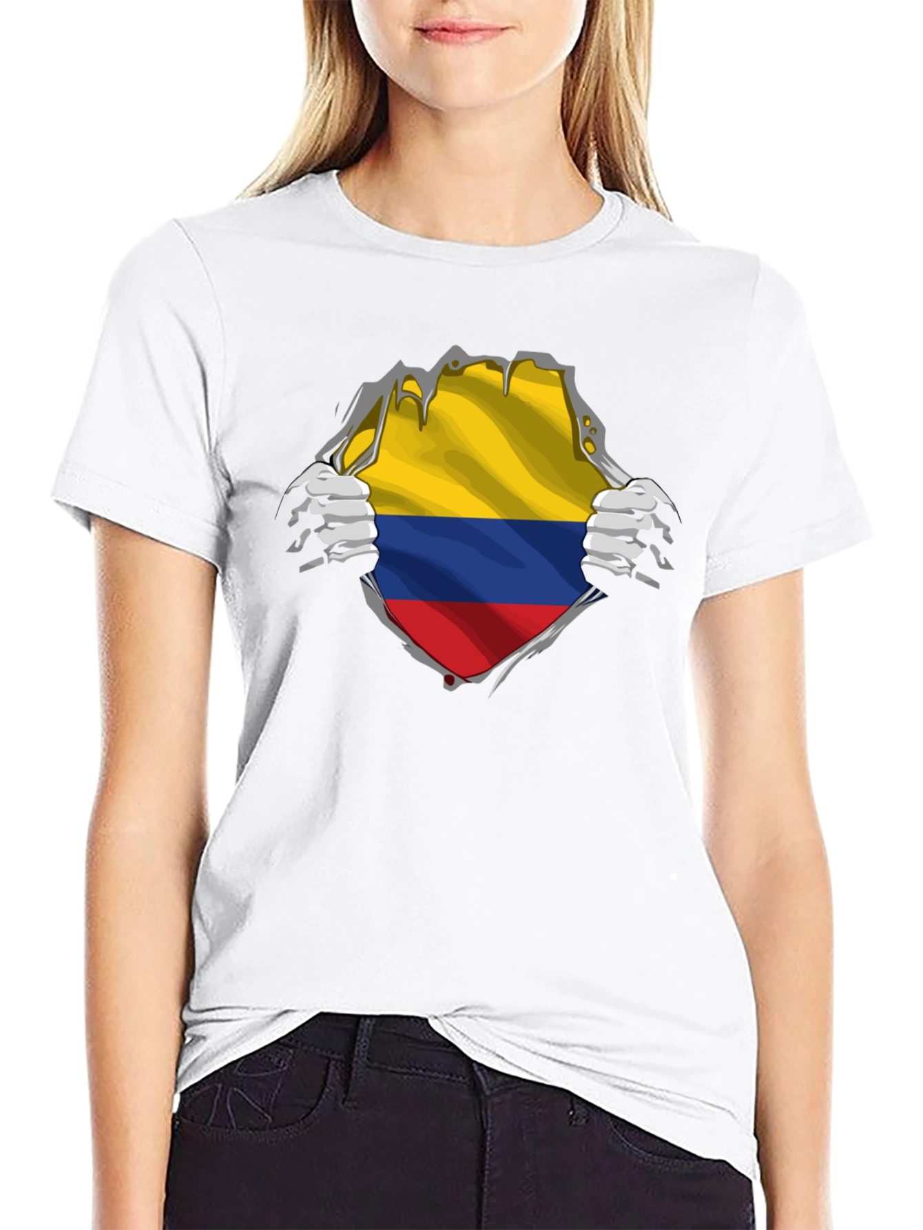 Colombia Flag Ripped T-Shirt