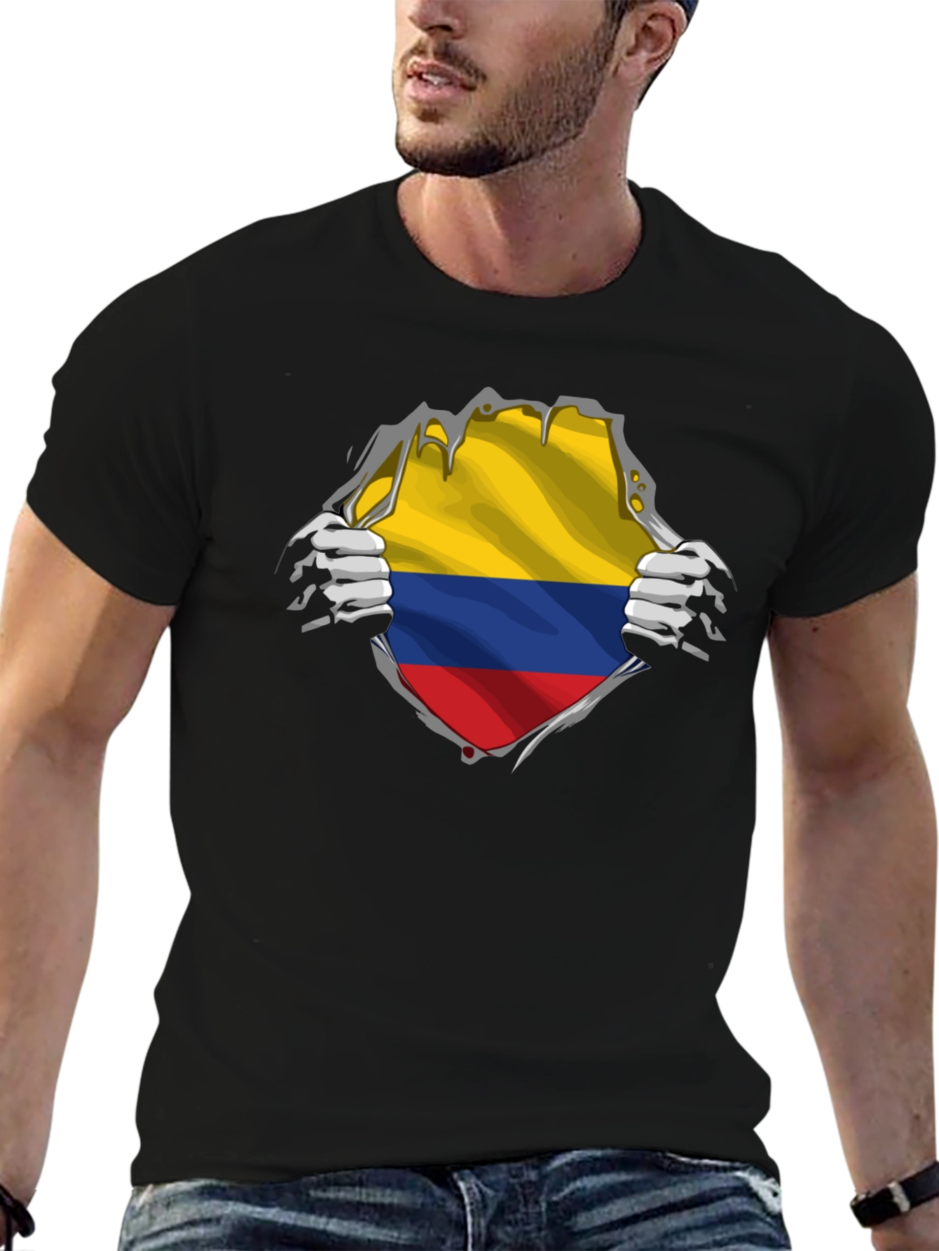 Colombia Flag Ripped T-Shirt