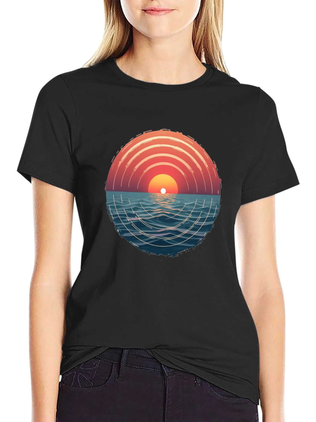 Sunset Ocean Graphic Tee - Modern Style