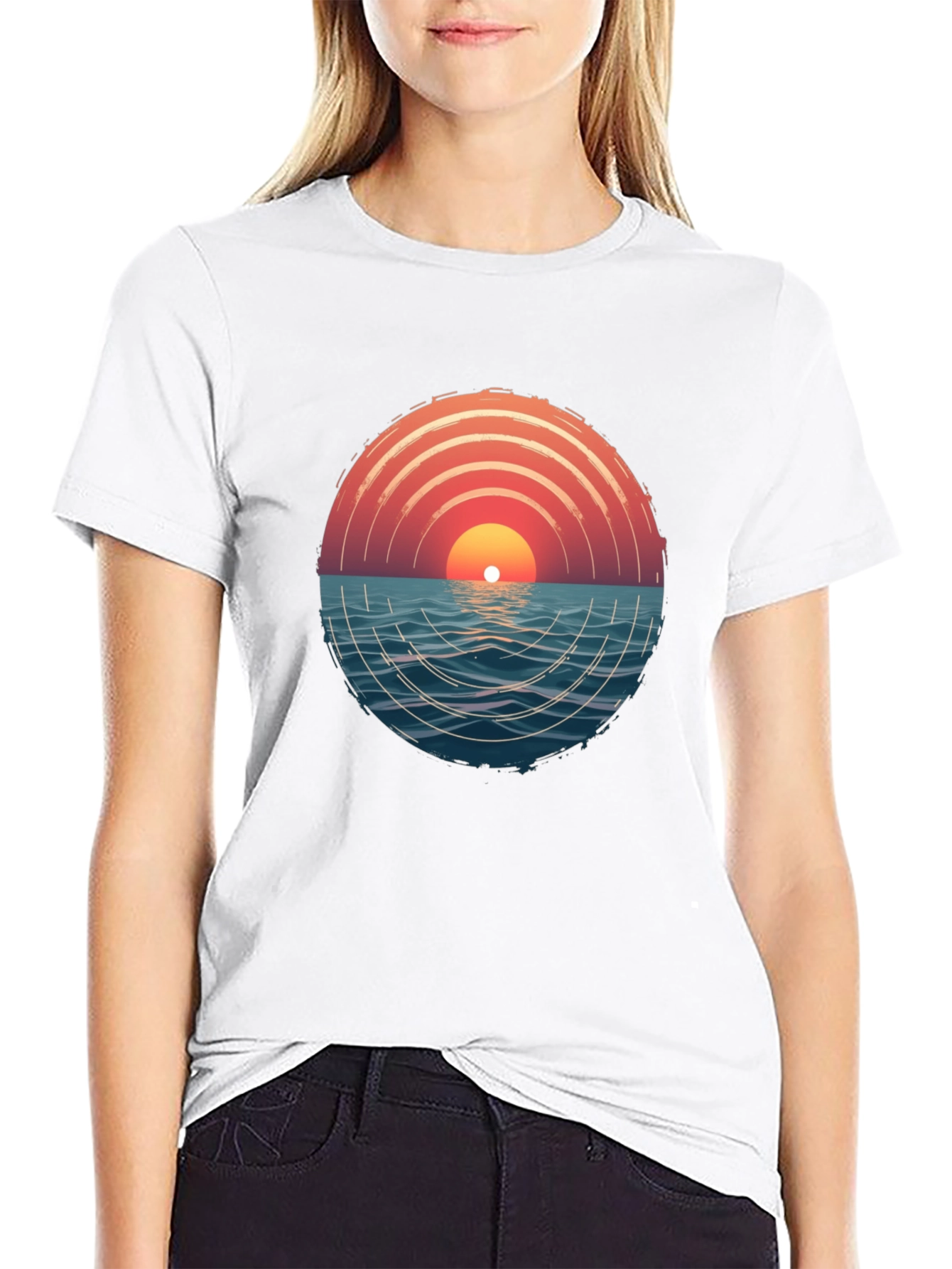 Sunset Ocean Graphic Tee - Modern Style