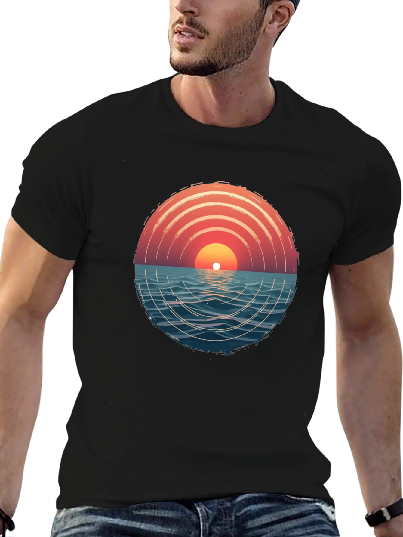 Sunset Ocean Graphic Tee - Modern Style