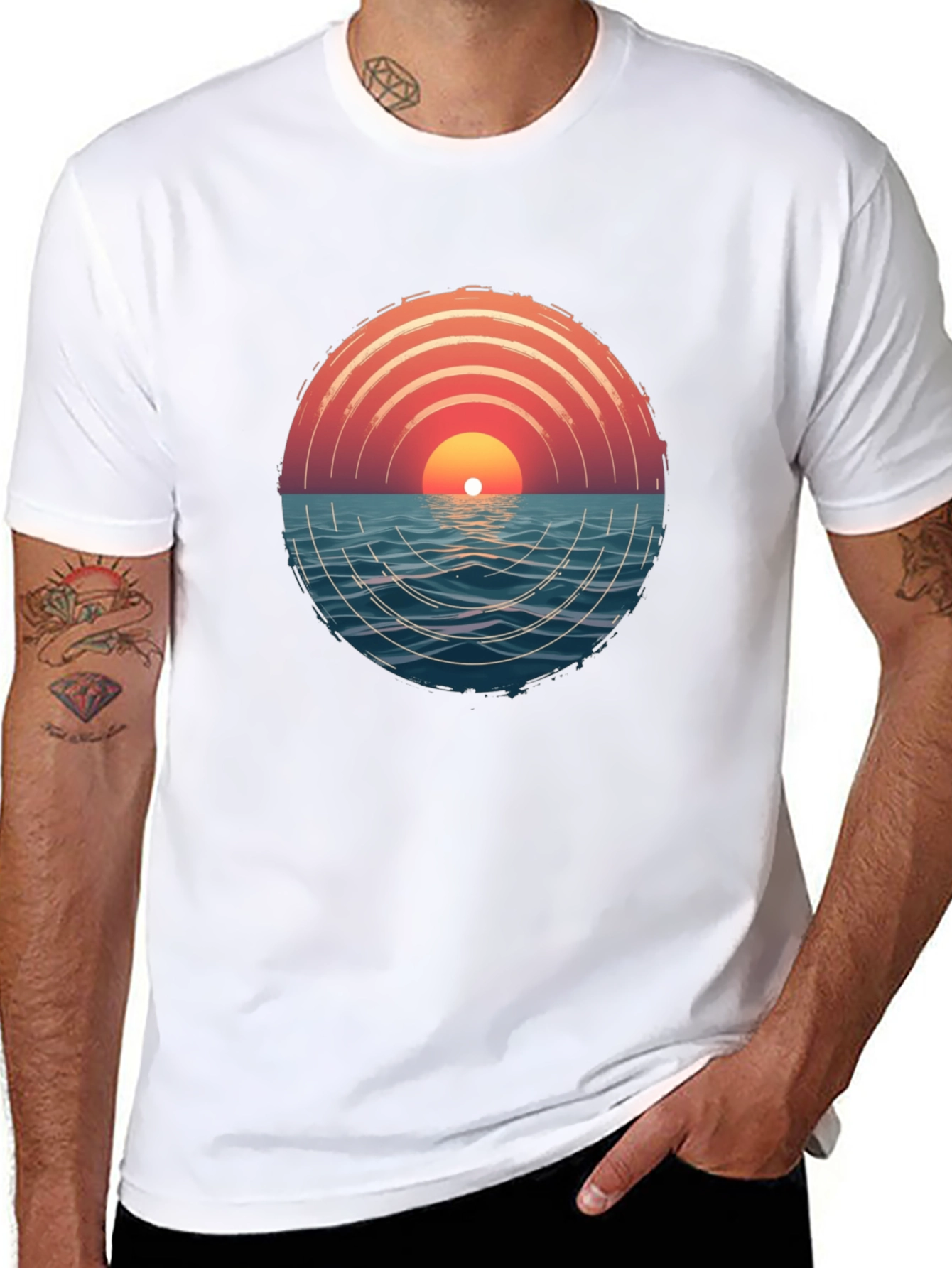 Sunset Ocean Graphic Tee - Modern Style