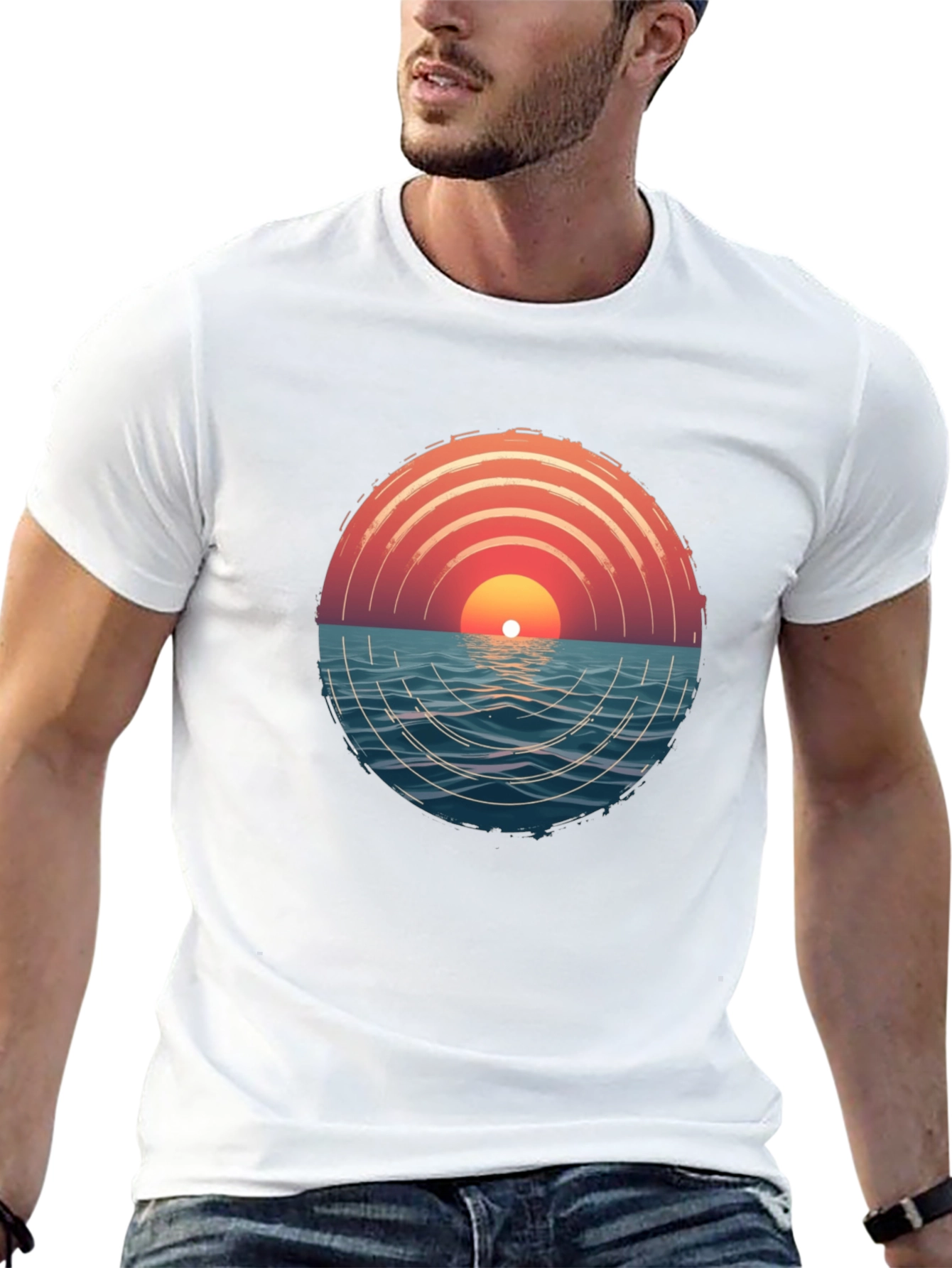 Sunset Ocean Graphic Tee - Modern Style