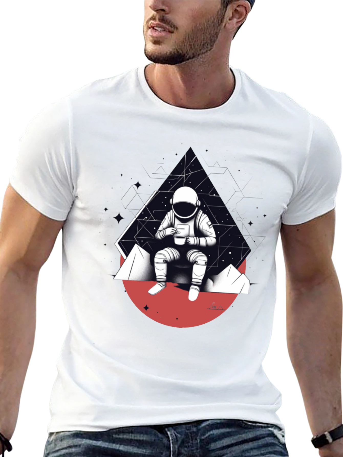 Astronaut Sipping Coffee Graphic T-Shirt