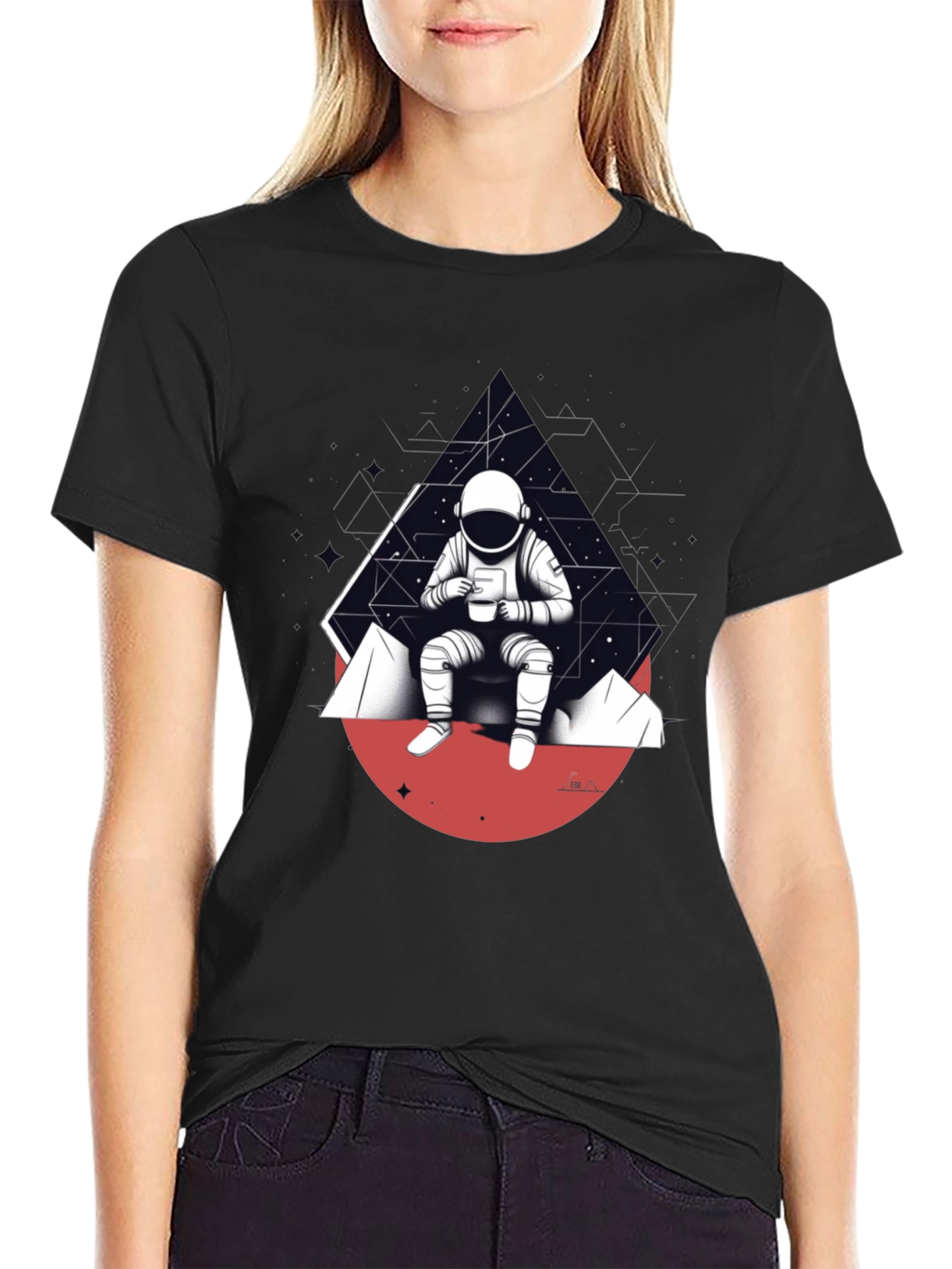 Astronaut Sipping Coffee Graphic T-Shirt