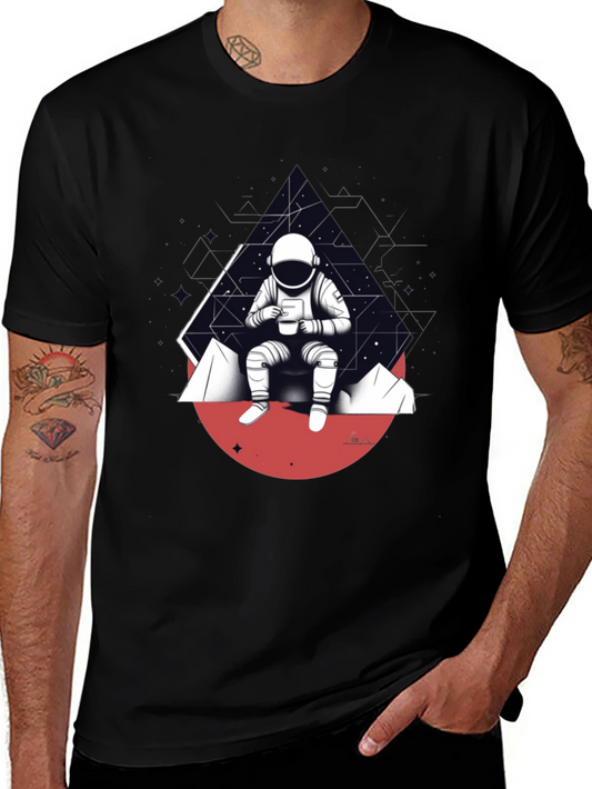 Astronaut Sipping Coffee Graphic T-Shirt