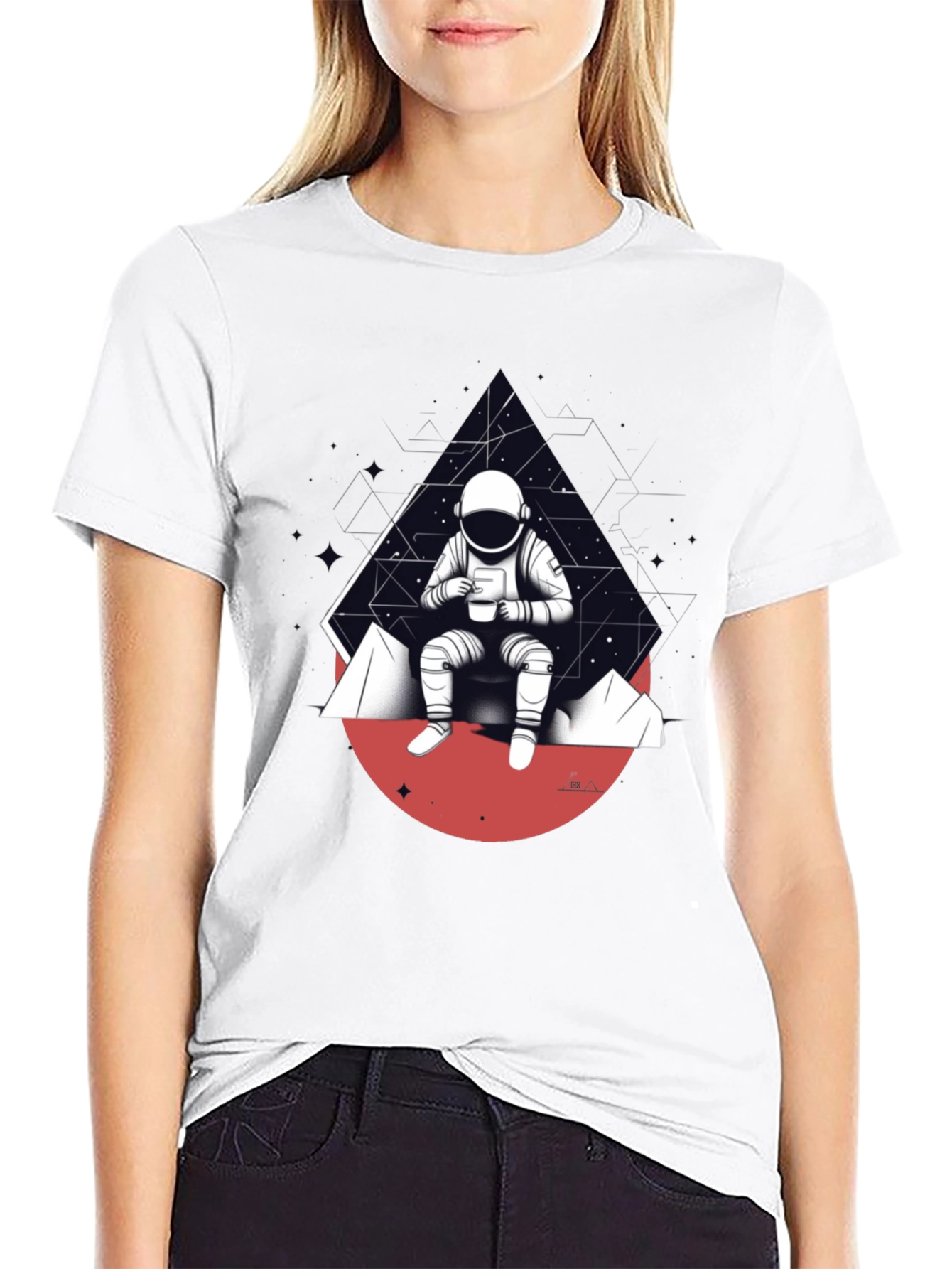 Astronaut Sipping Coffee Graphic T-Shirt
