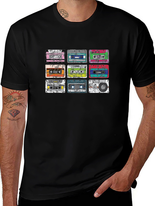Retro Cassette Tape Graphic Tee - Black
