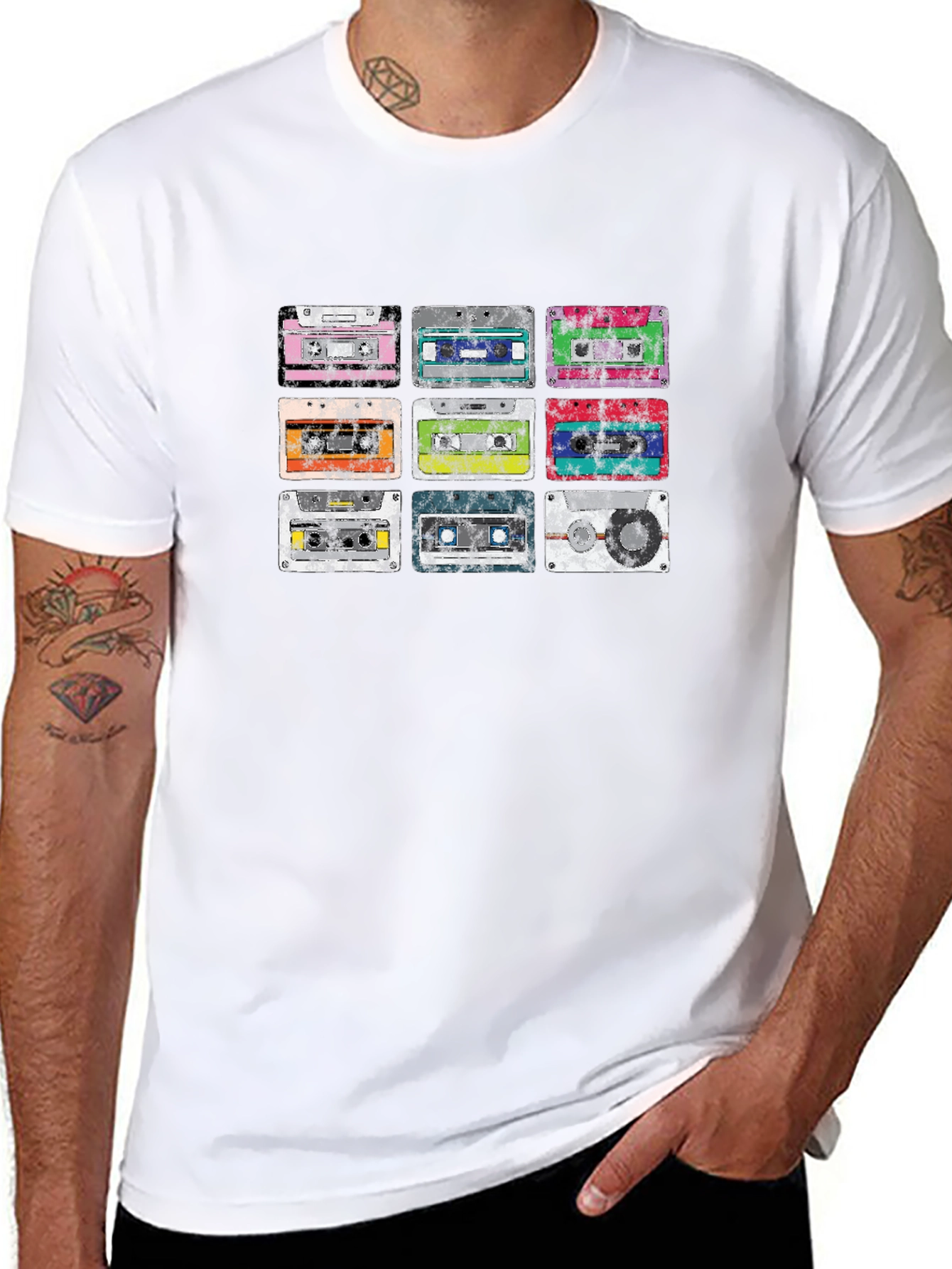 Retro Cassette Tape Graphic Tee - Black