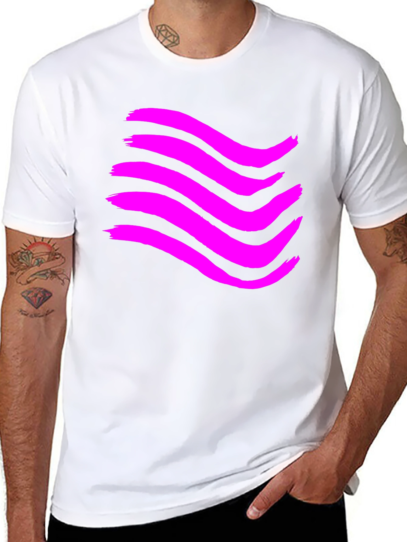 Abstract Wave Graphic T-Shirt - Black