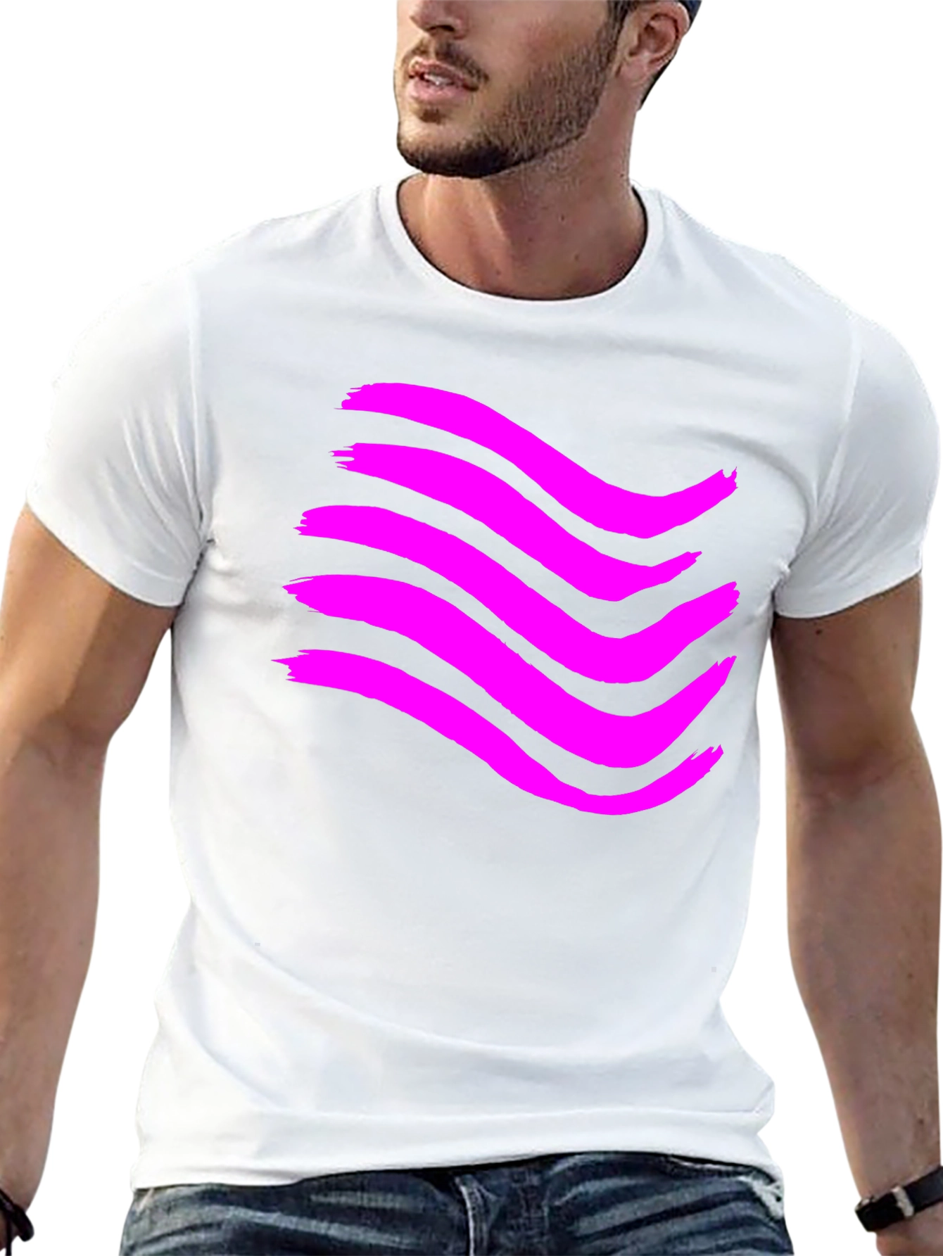 Abstract Wave Graphic T-Shirt - Black
