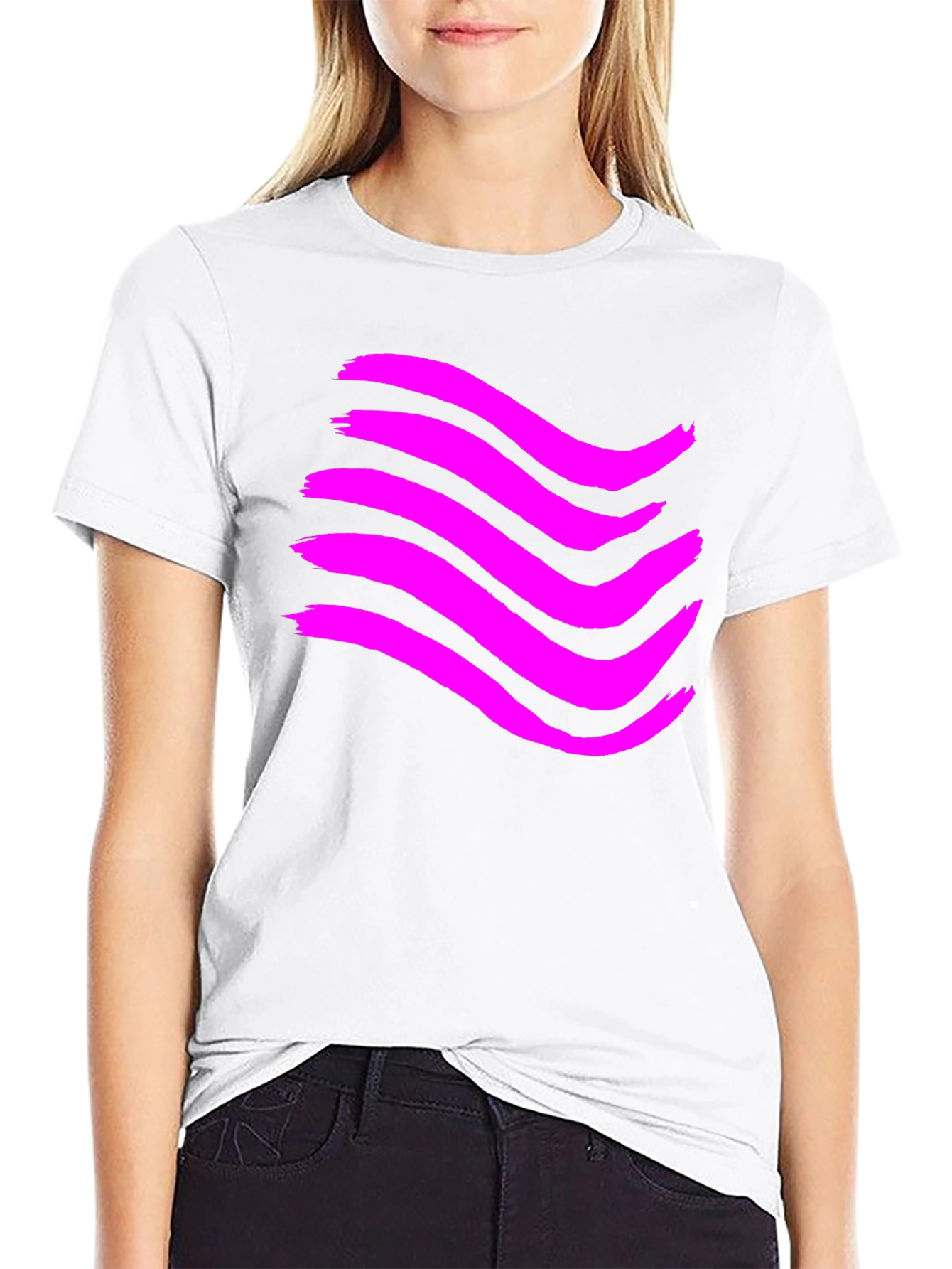 Abstract Wave Graphic T-Shirt - Black