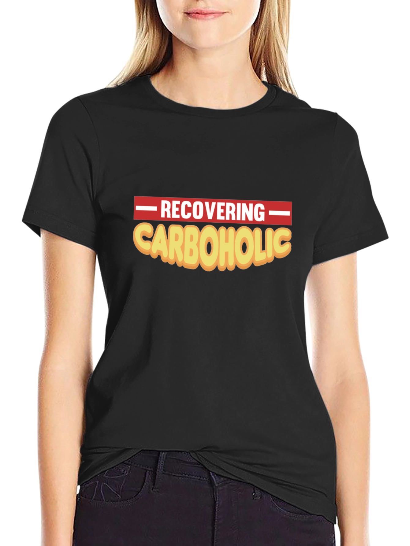 Recovering Carboholic Black Graphic T-Shirt