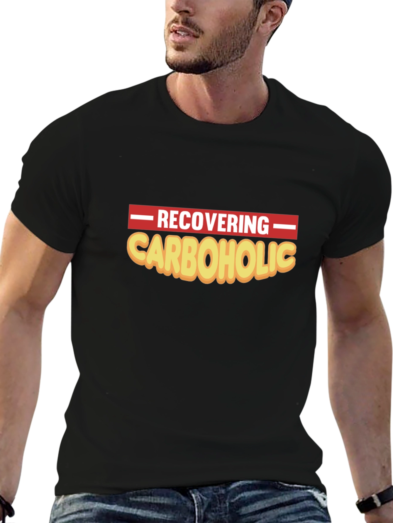 Recovering Carboholic Black Graphic T-Shirt