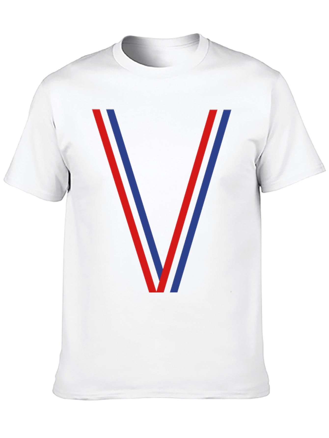 Mens Black T-Shirt with Red and Blue V Design