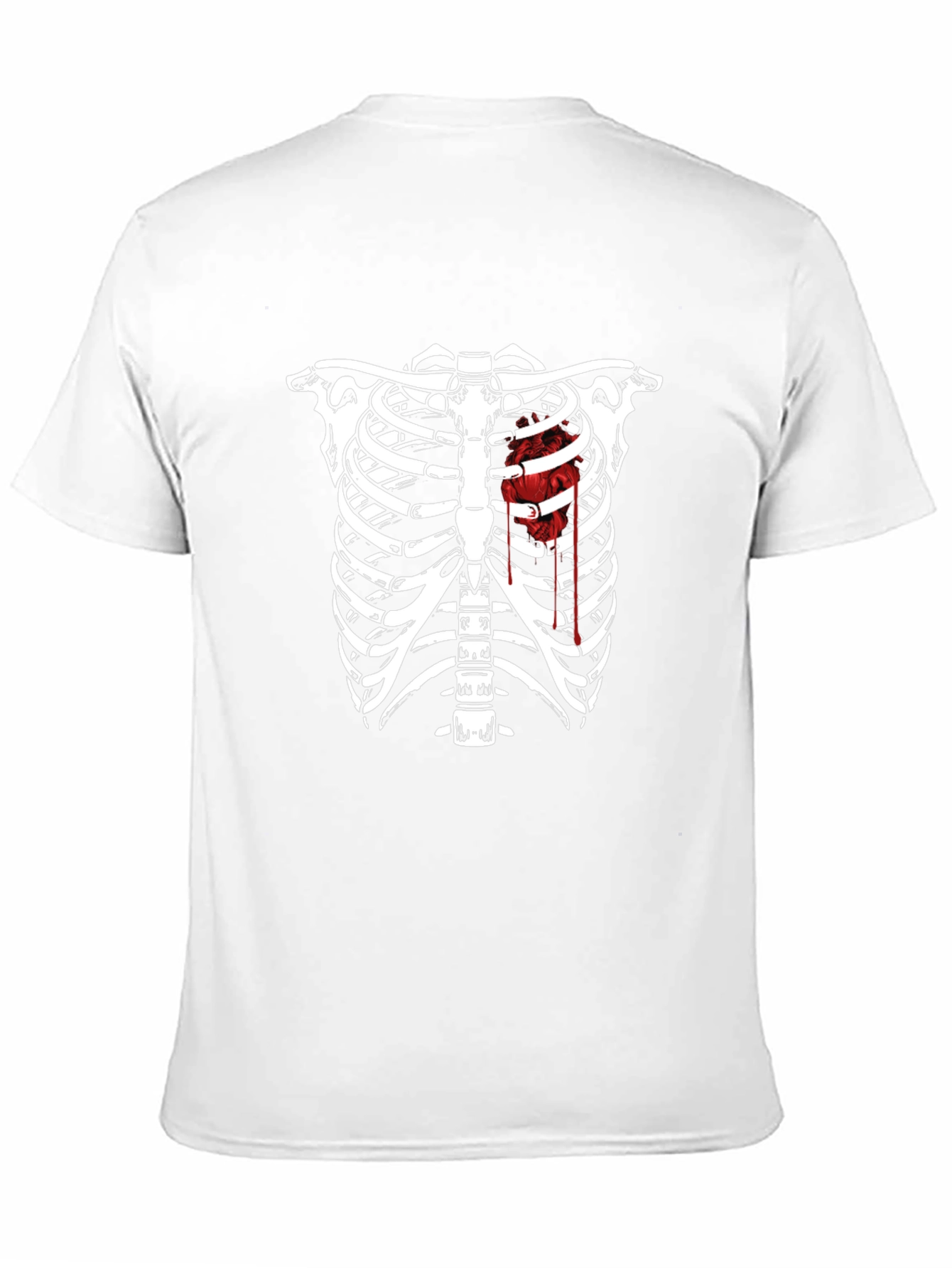 Skeleton Rib Cage Heart Graphic Tee - Black
