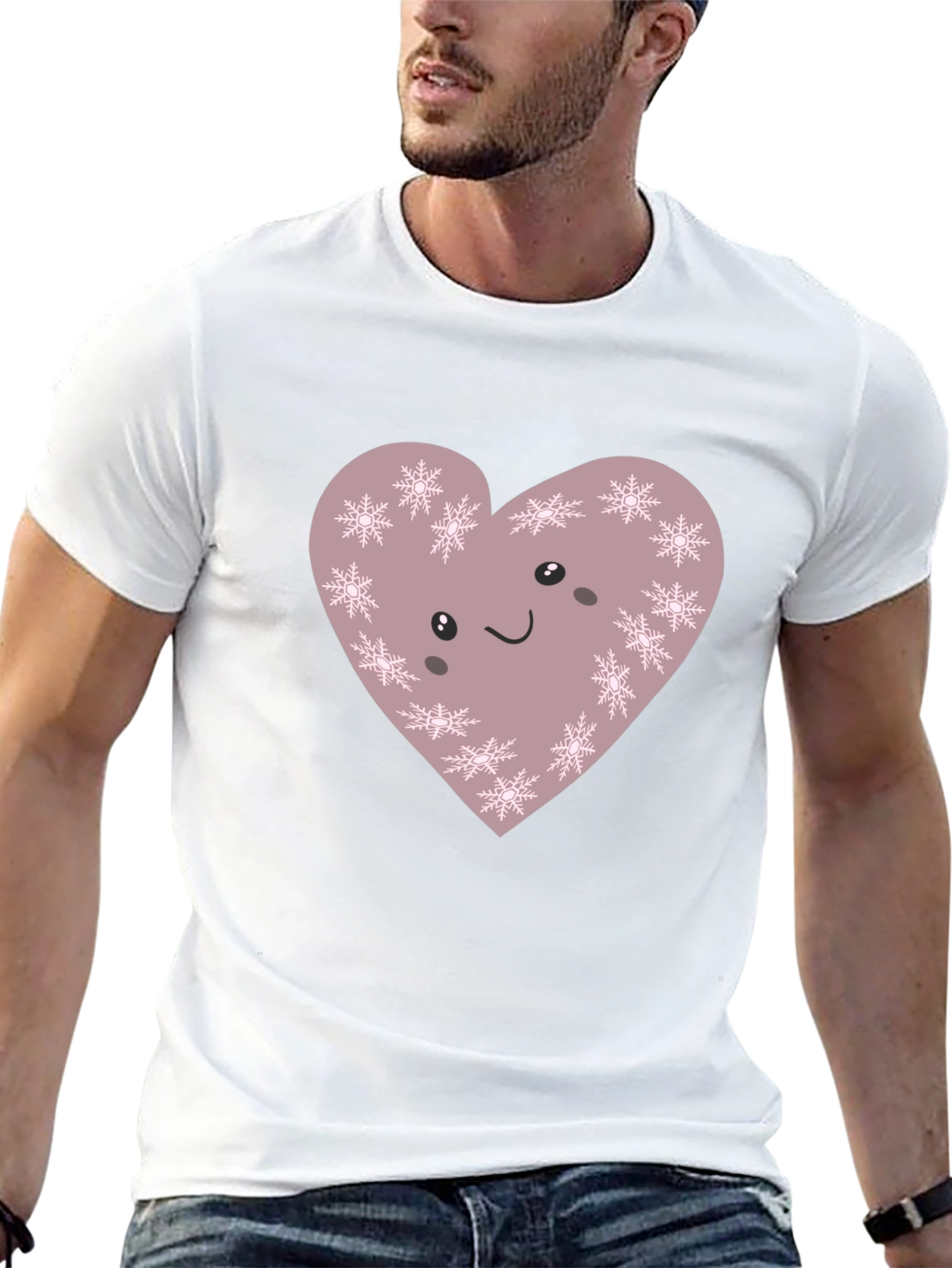 Cute Snowflake Heart Graphic Tee - Soft Cotton Blend
