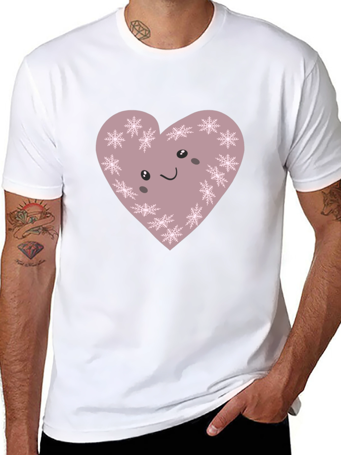 Cute Snowflake Heart Graphic Tee - Soft Cotton Blend