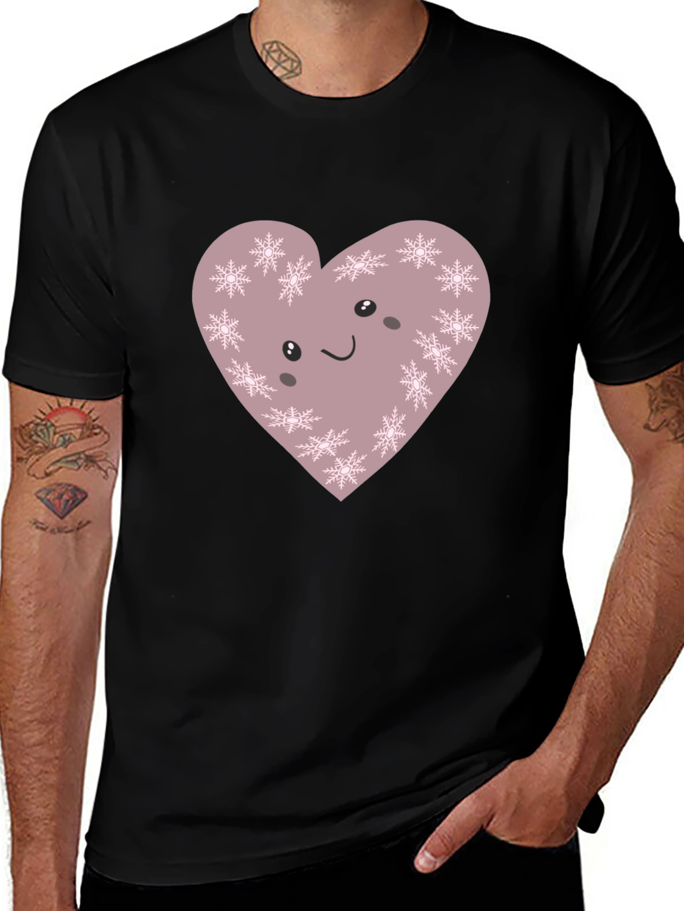 Cute Snowflake Heart Graphic Tee - Soft Cotton Blend